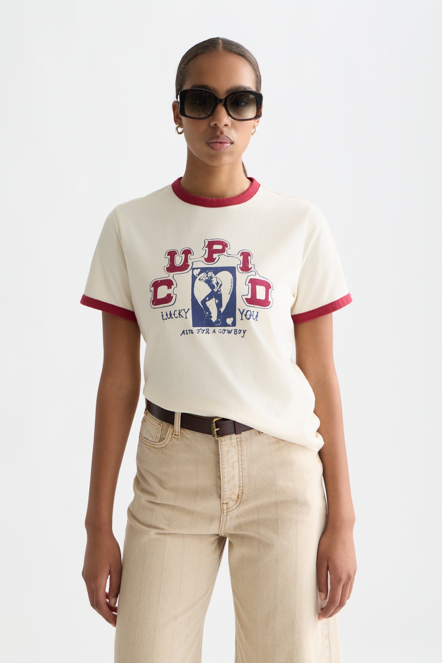Scotch & Soda Regular-fit T-shirt With Contrast Binding Eggnog Talla: XS | Camisetas de Seda Outlet | Mujer | Blanco
