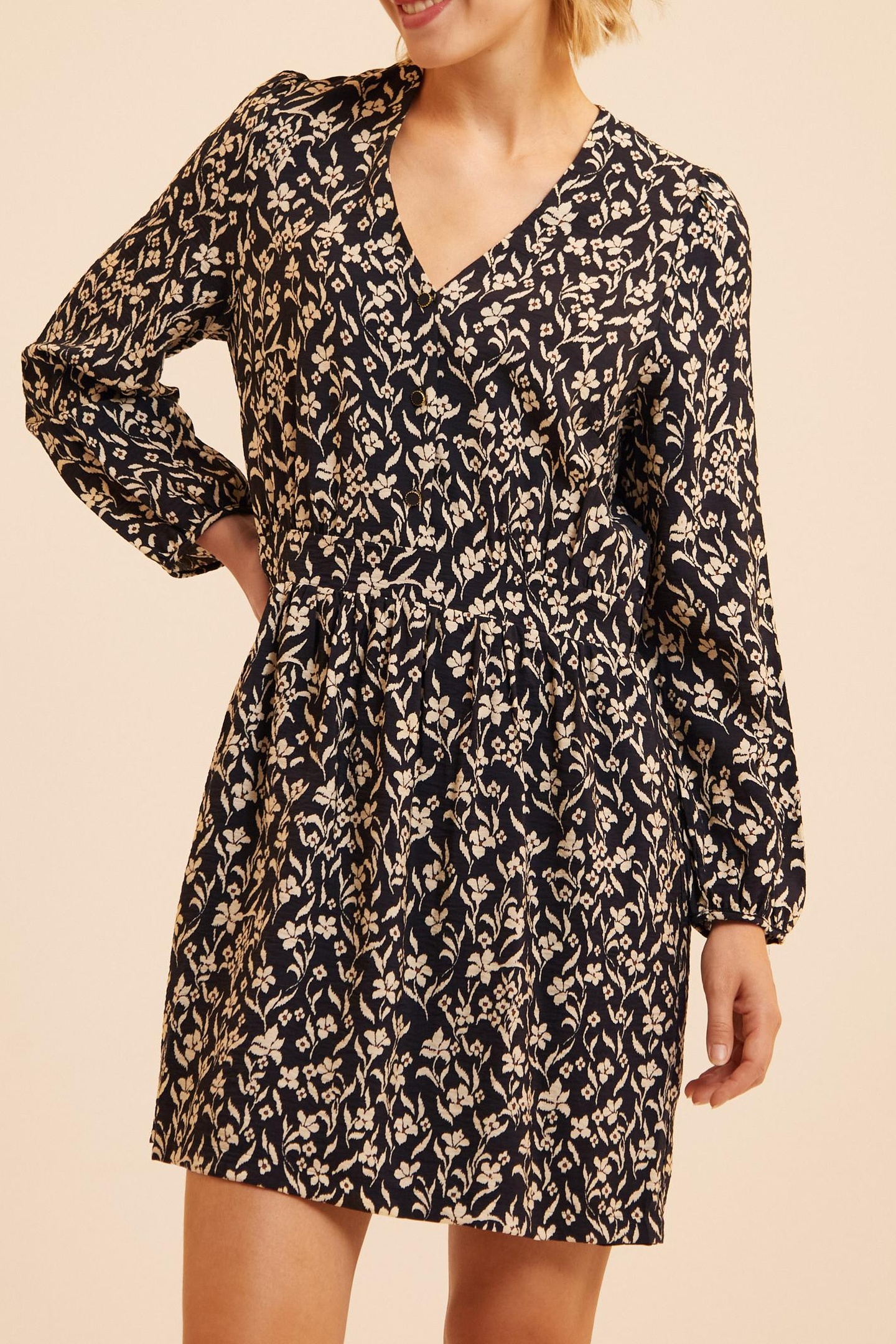 ICode Black Dress With Orchid Print Maat: 40 | Mini Jurken Outlet | Dames | Zwart