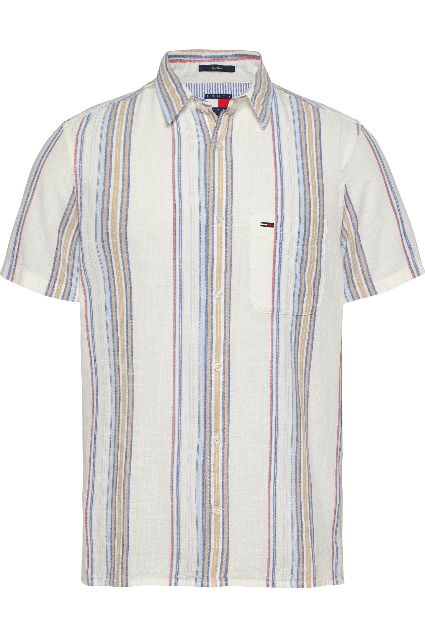 Tommy Hilfiger Tjm Reg Slub Stripe Ancient White Multi Stripes Taille: M | Casual chemises Outlet | Homme | Blanche