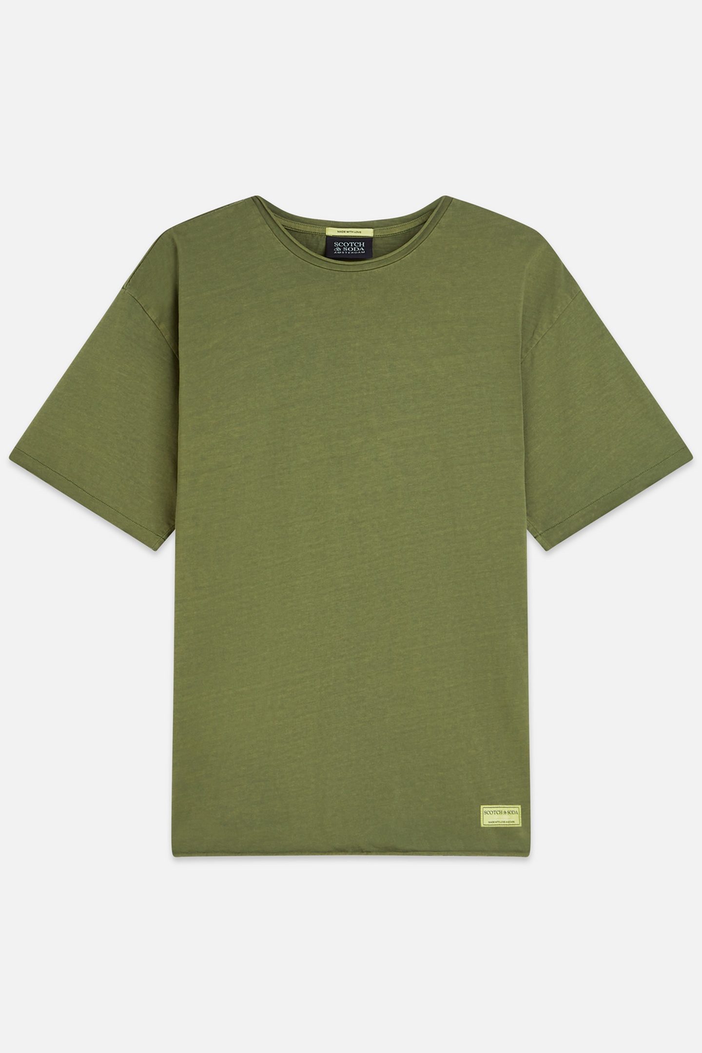 Scotch & Soda Seasonal Core Rawedged Relaxedfit Garmentdyed Tshirt Dark Gr Maat: L | Basic T-Shirts Outlet | Heren | Groen