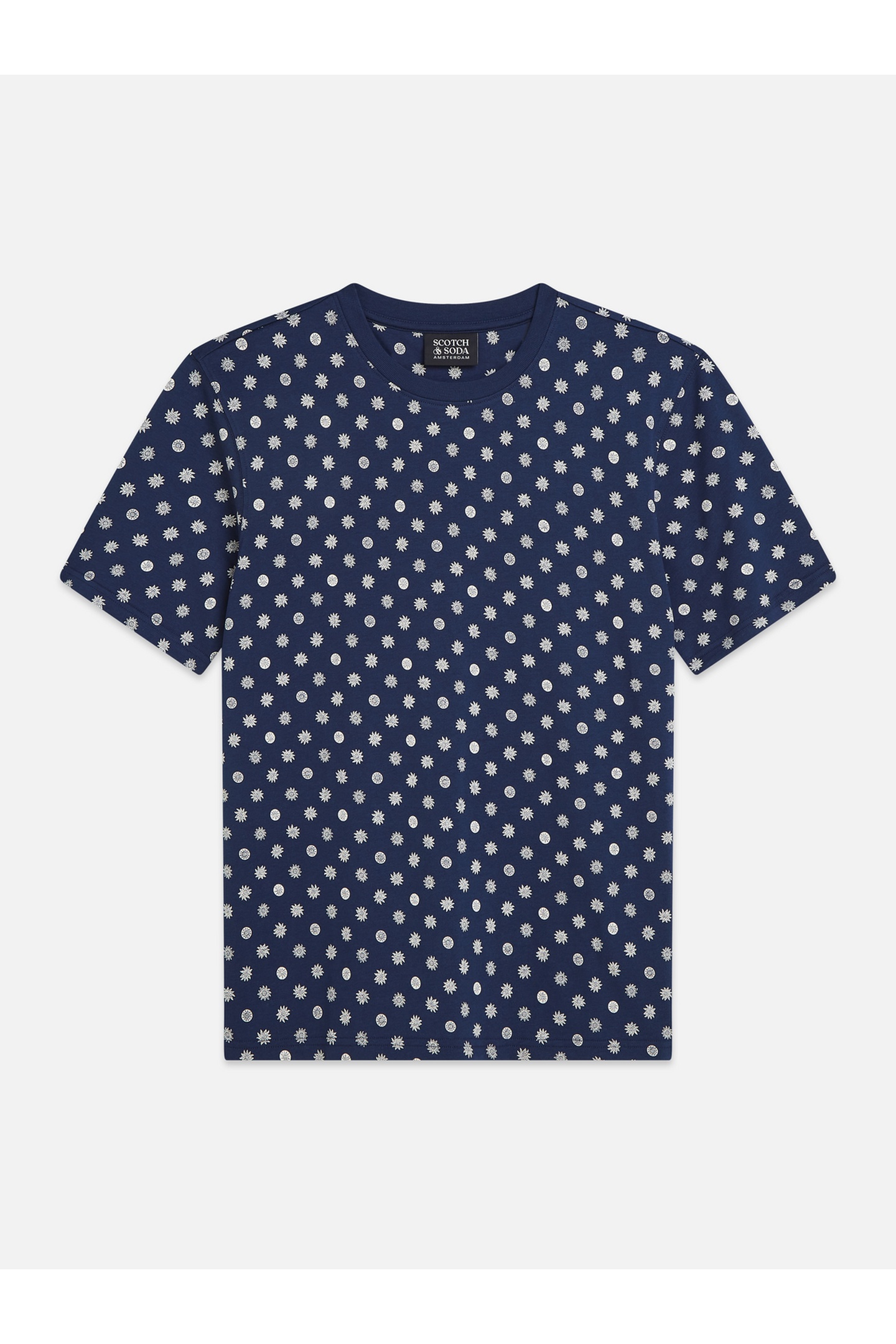 Scotch & Soda Micro-printed Regular-fit T-shirt Navy Talla: L | Camisetas Básicas Outlet | Hombre | Azul