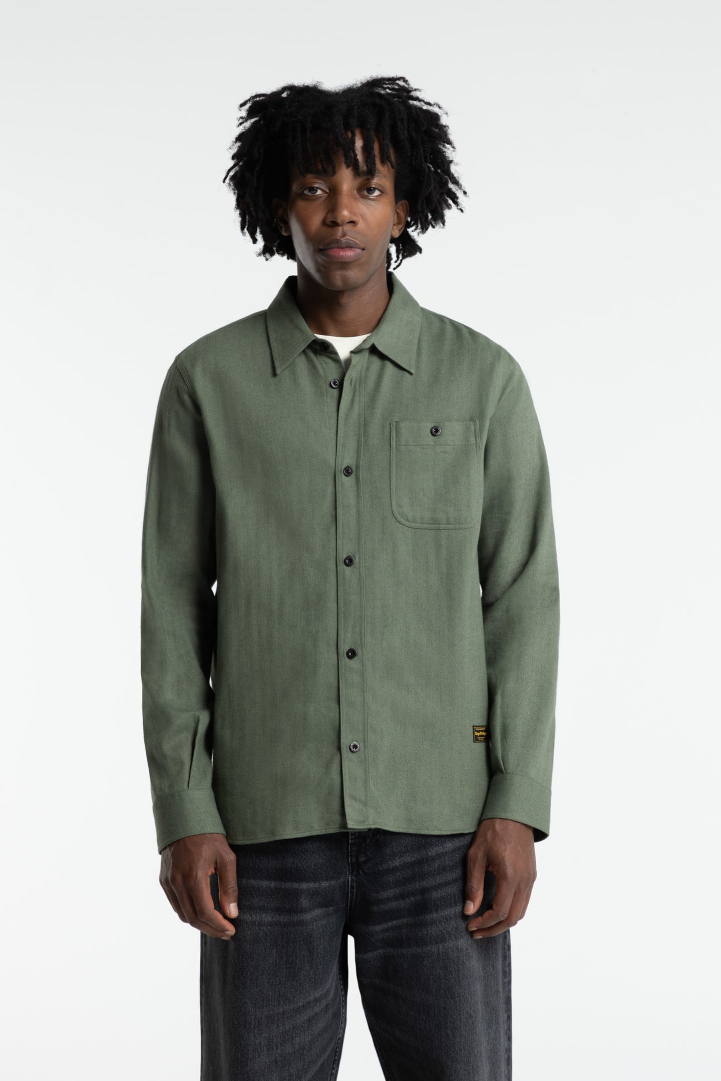 Kings Of Indigo Juntoku Shirt Longsleeve Mulled Basil Maat: L | Casual Overhemden Outlet | Heren | Groen