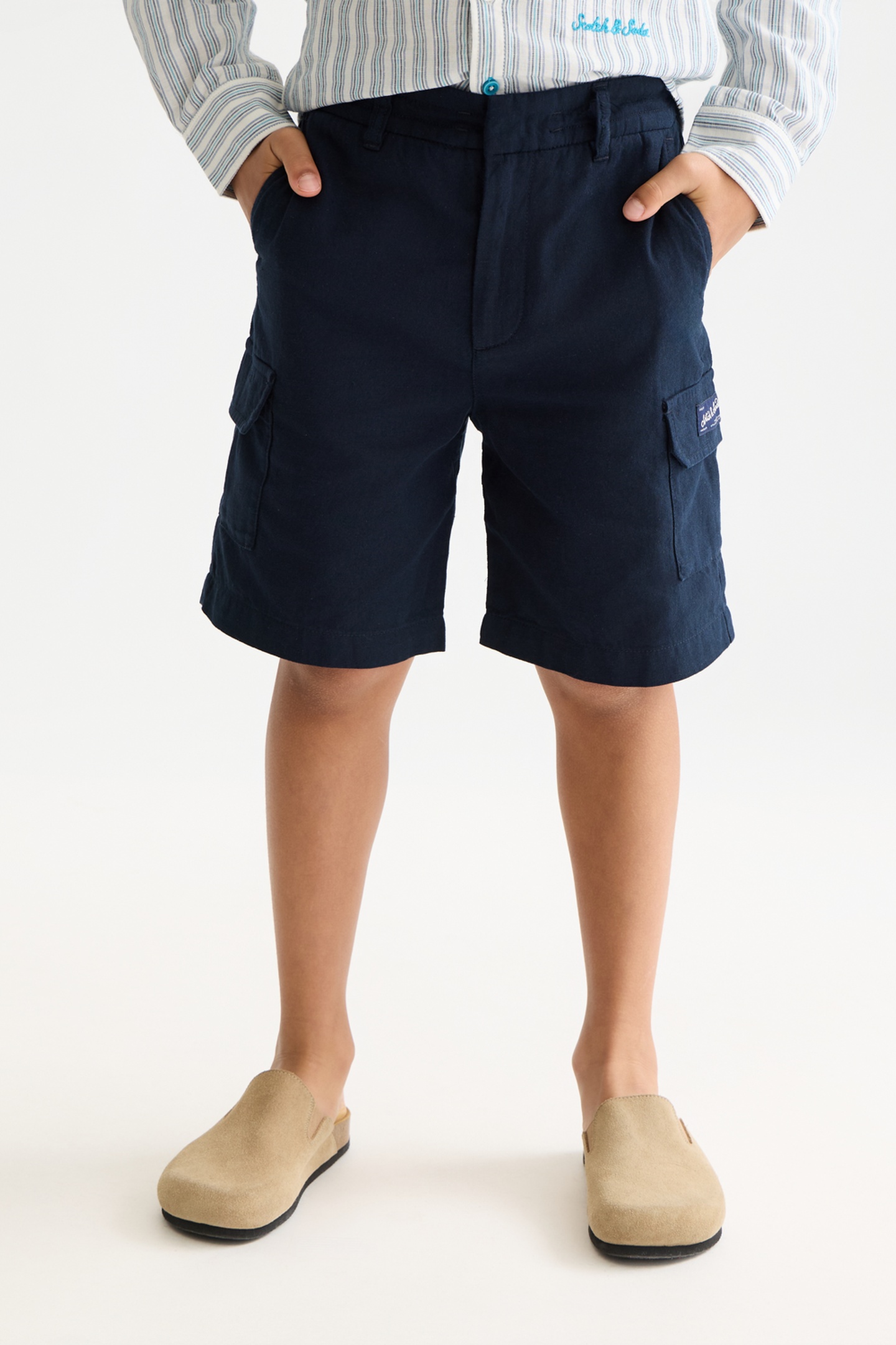 Scotch & Soda Boys Cottonlinen Cargo Regularfit Shorts Navy Taille: 8 | Pantalons Outlet | kids | Bleu
