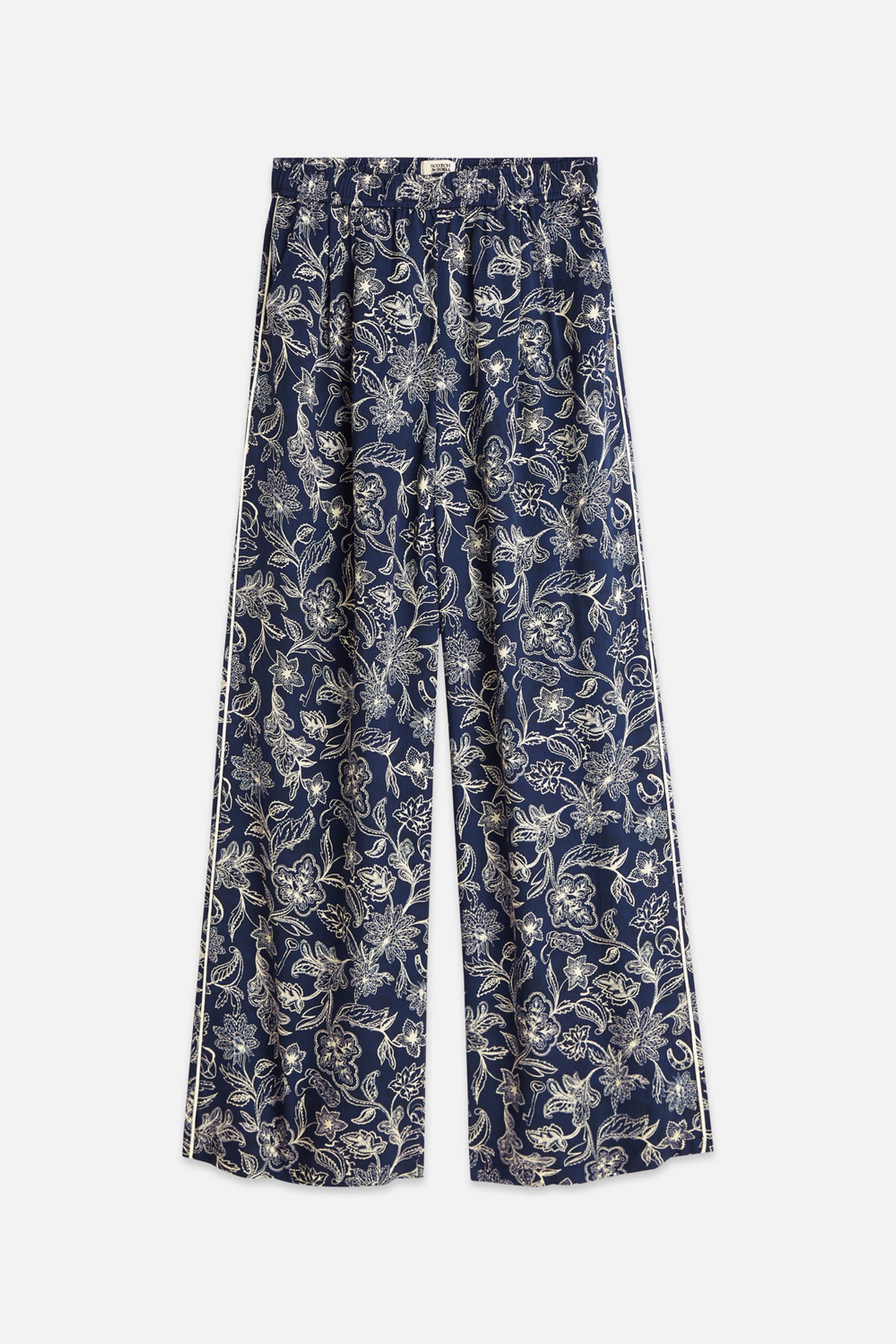 Scotch & Soda Eleni - All Over Printed High Rise Wide Leg Pull On Pants Lu Size: S/30 | Wide-Leg & Flared Pants Outlet | Dames | Blauw