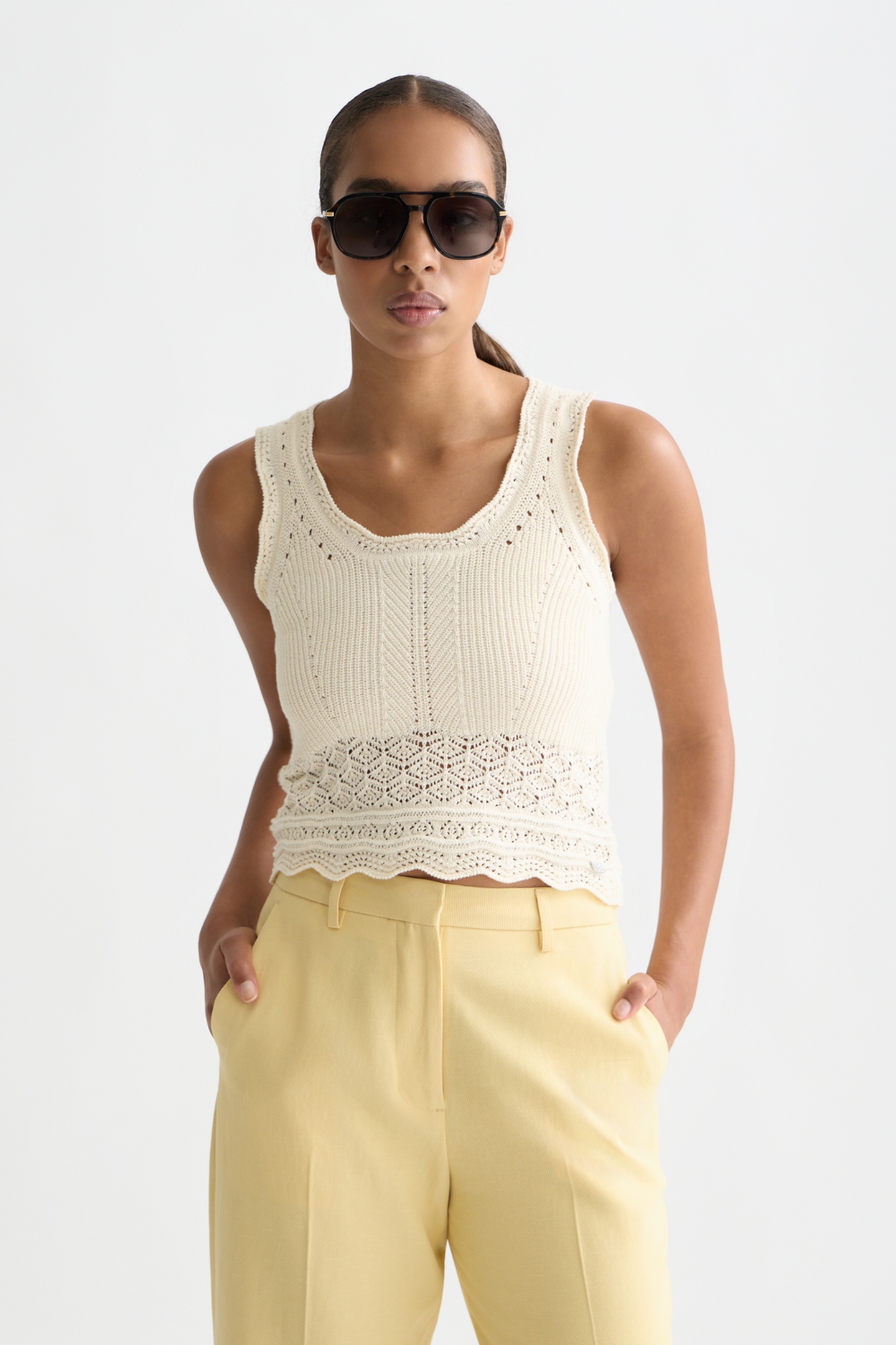 Scotch & Soda Pointelle Knitted Vest Eggnog Talla: XS | Sudaderas con Capucha Outlet | Mujer