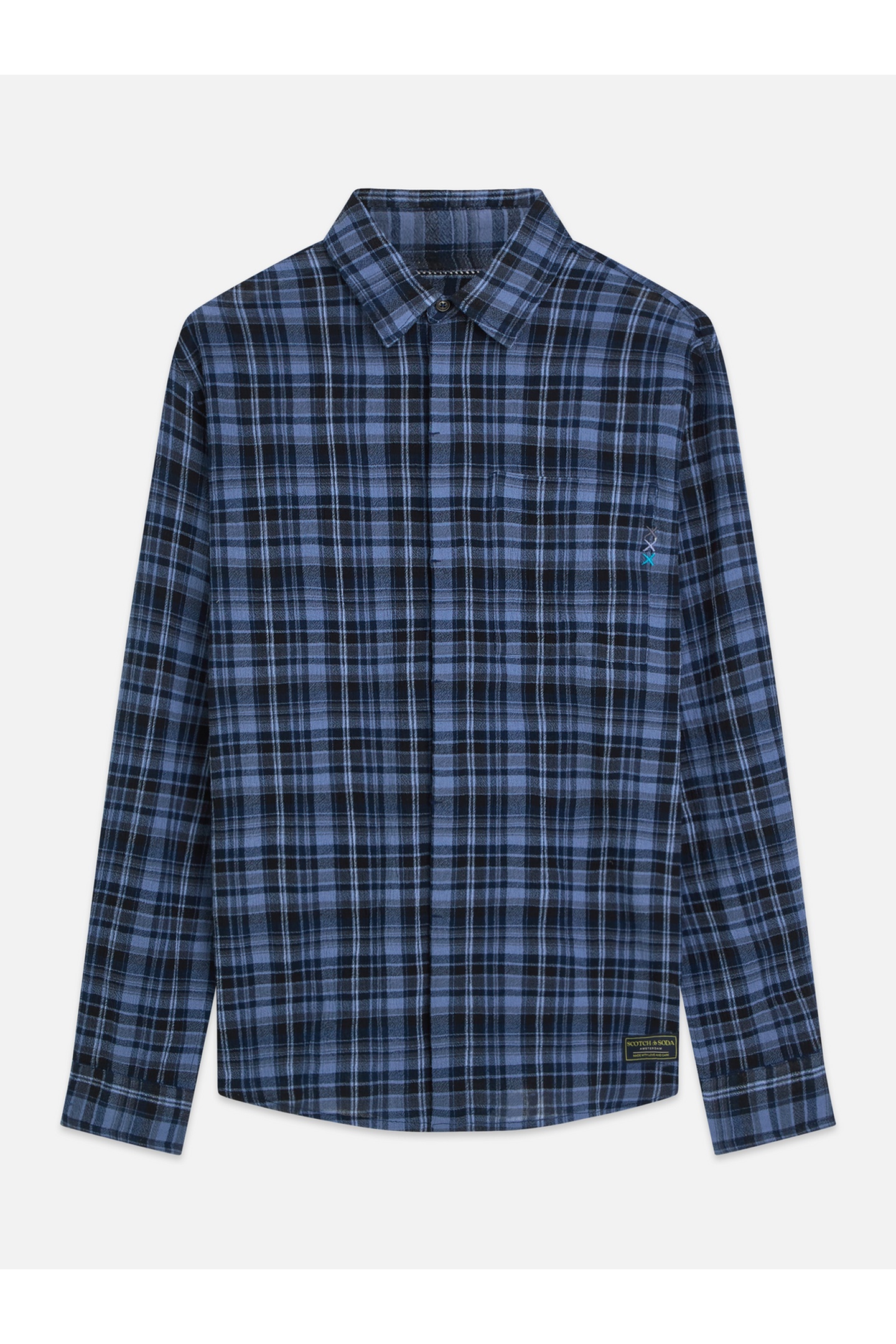 Scotch & Soda Lightweight Flannel Check Relaxedfit Shirt Navy Maat: S | Casual Overhemden Outlet | Heren | Blauw
