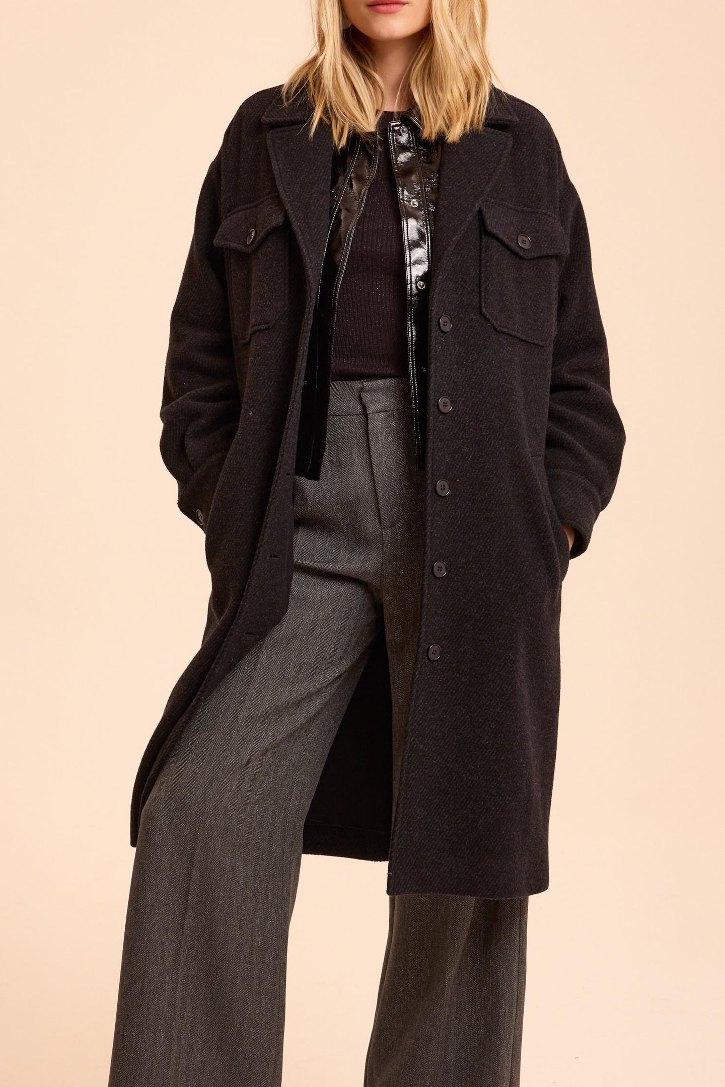 ICode Grey Overshirt-style Long Coat Maat: 44 | Overshirts Outlet | Dames | Grijs