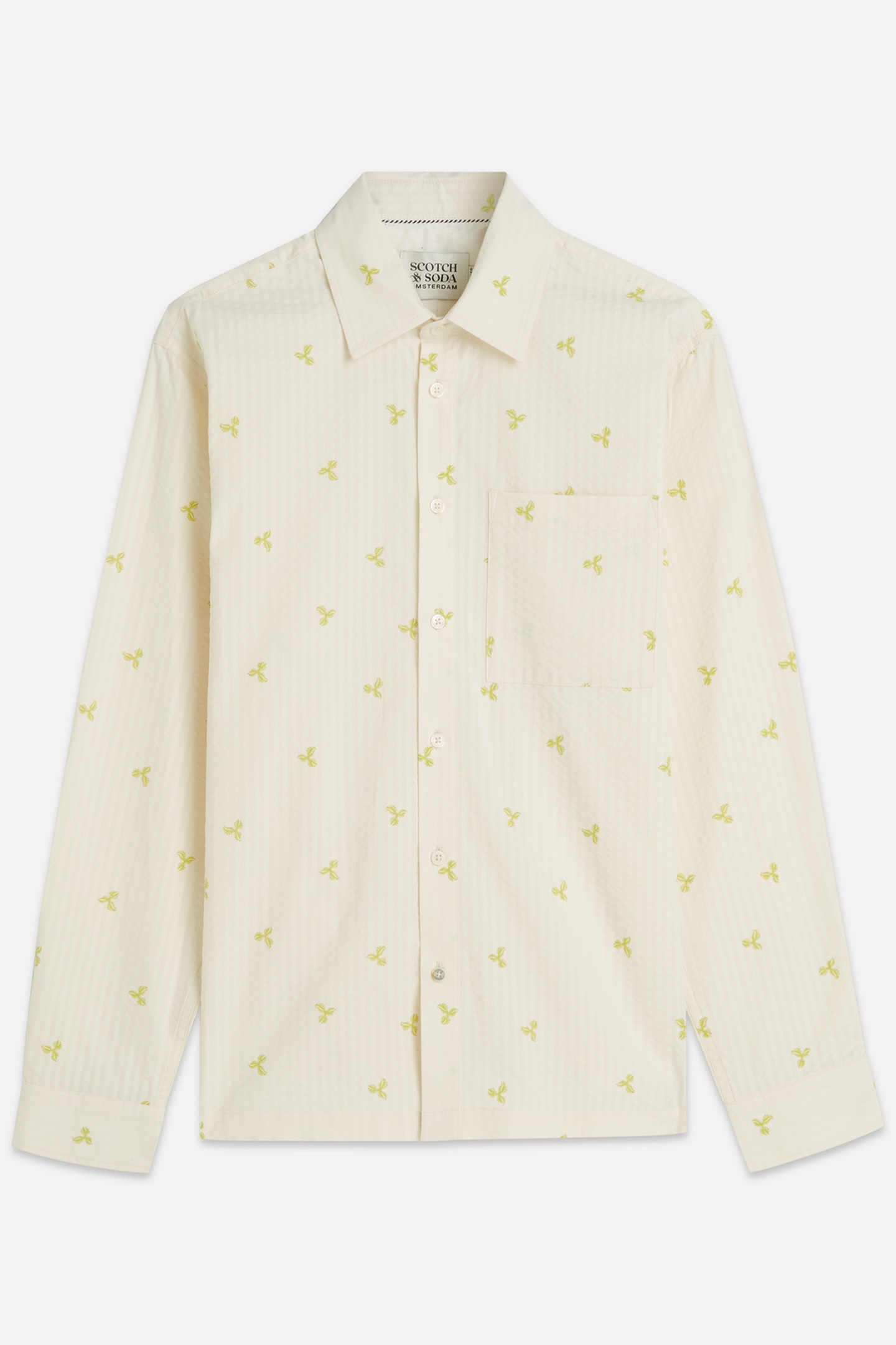Scotch & Soda Printed Seersucker Relaxedfit Shirt White Traditional Taille: M | Casual chemises Outlet | Homme | Blanche