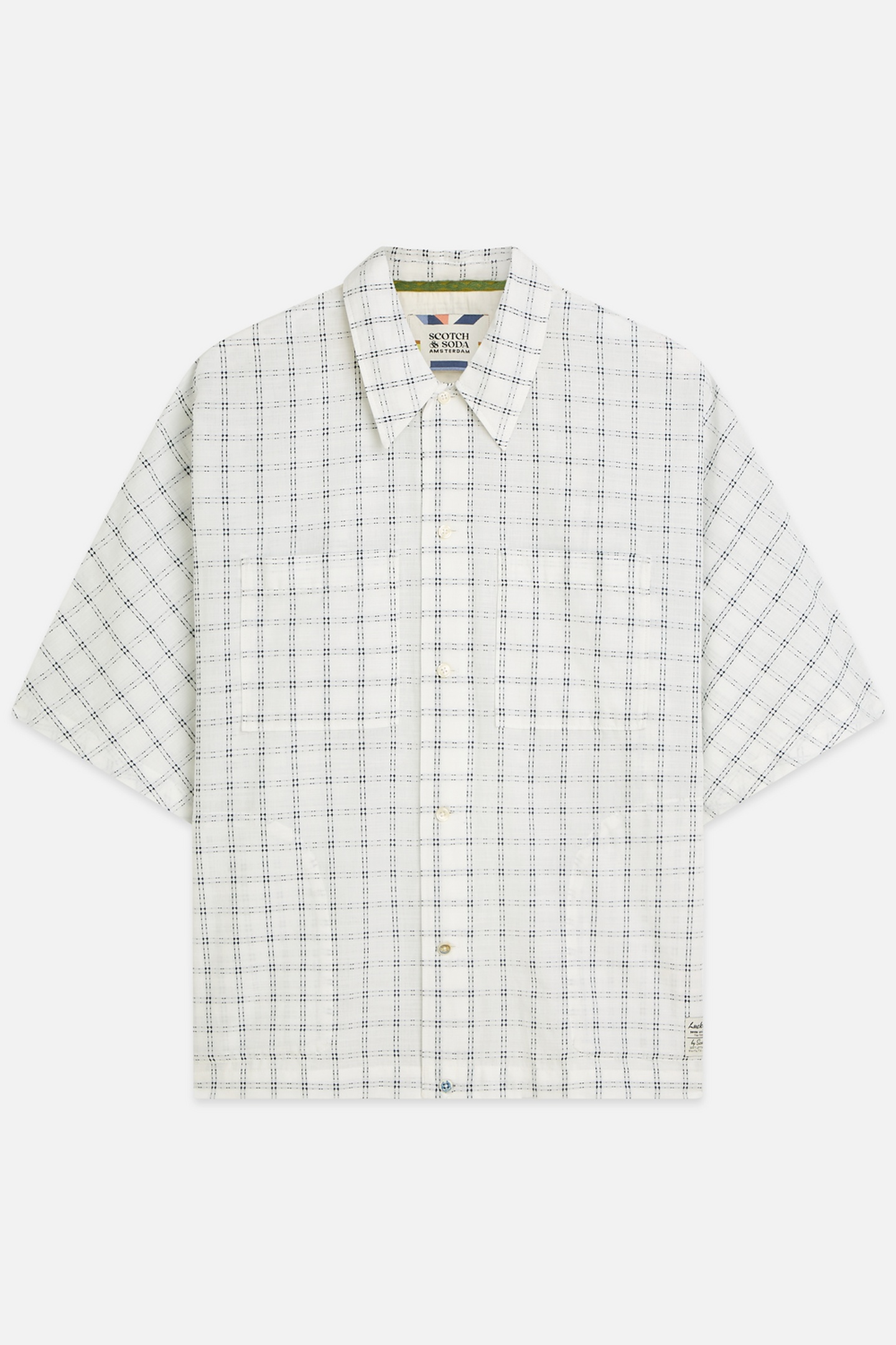 Scotch & Soda Check Loosefit Shortsleeved Shirt White/pastel Taille: M | Casual chemises Outlet | Homme | Blanche