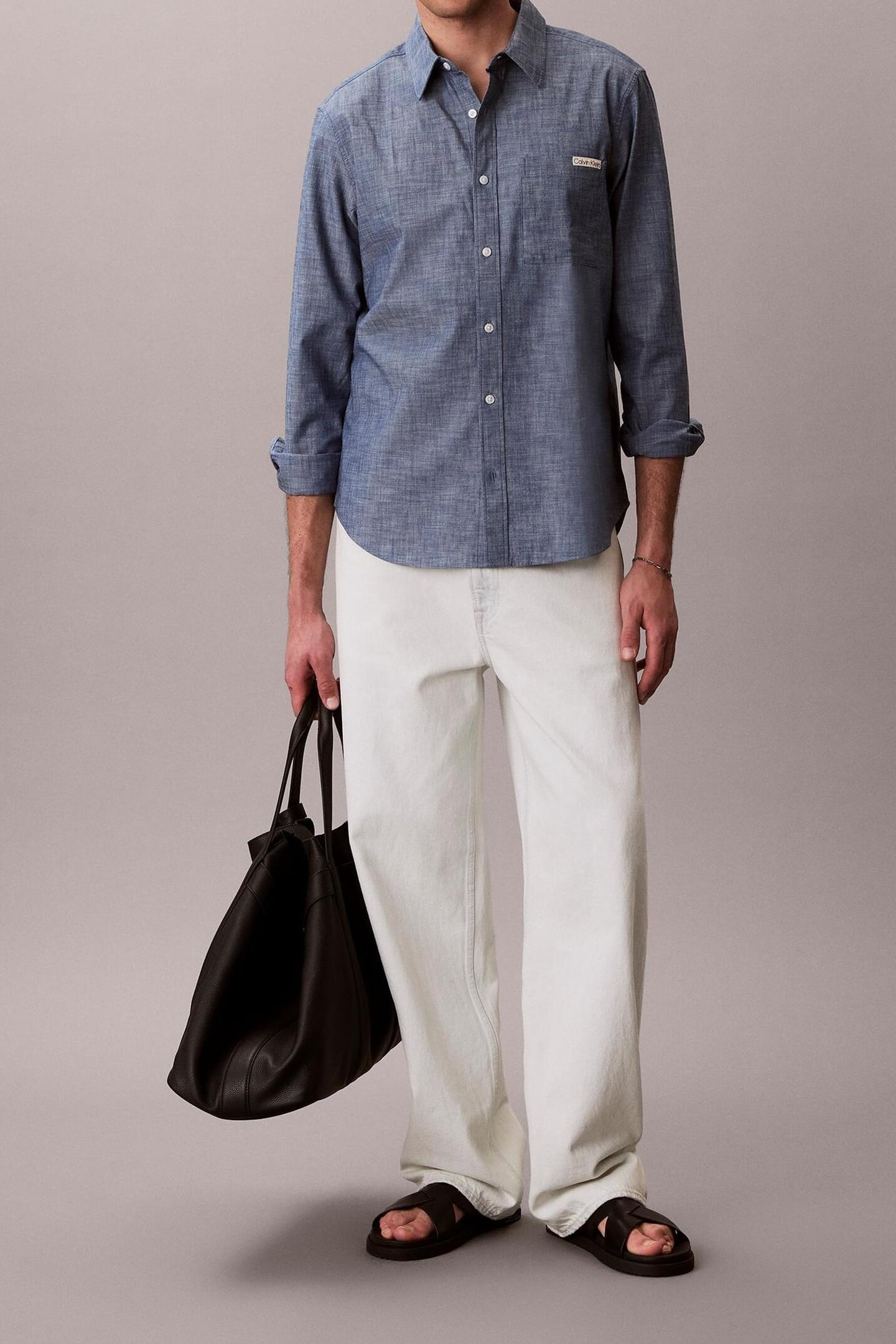Calvin Klein Ls Chambray Classic Shirt Blue Descent Talla: S | Camisas Casuales Outlet | Hombre | Azul