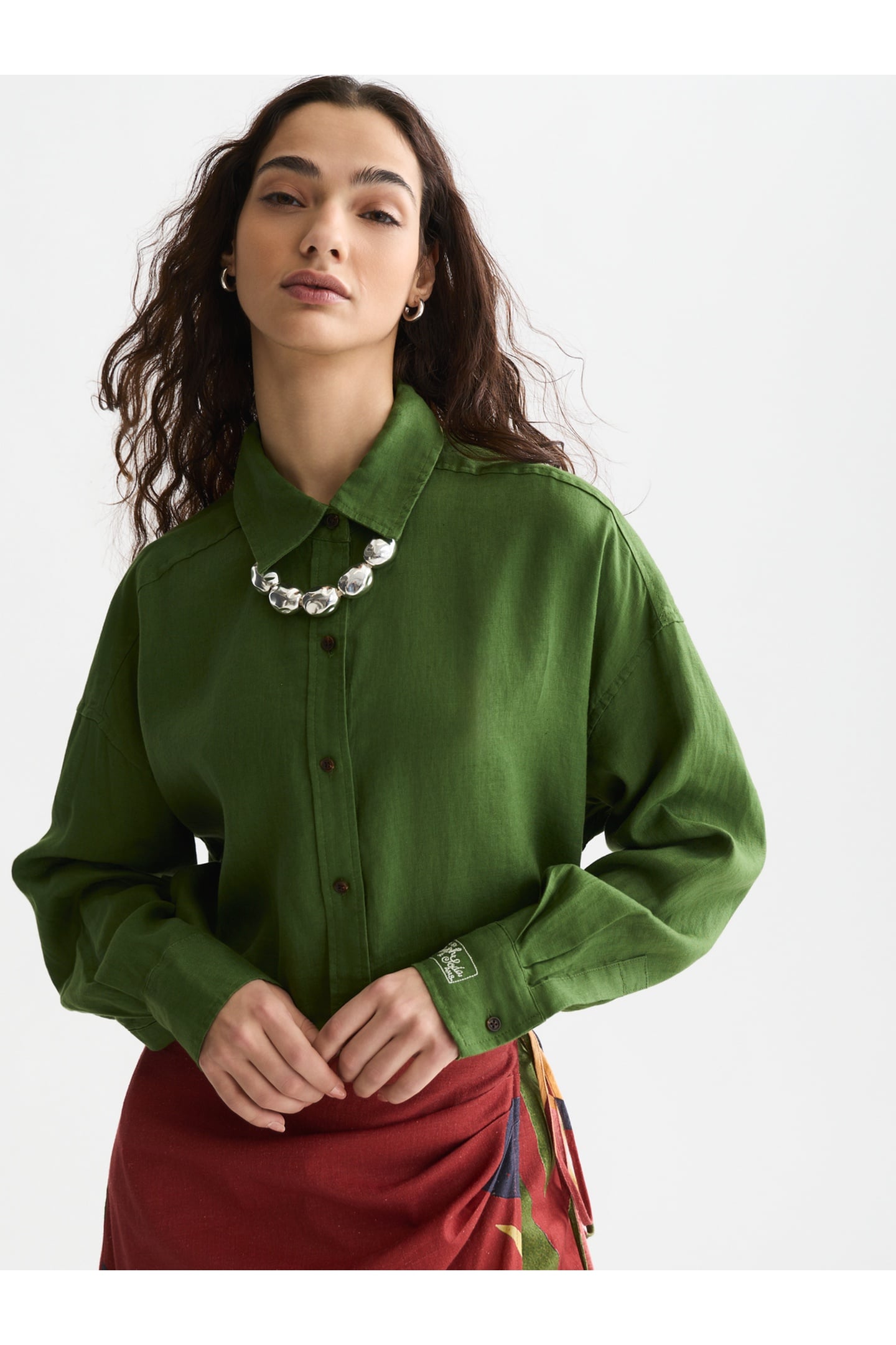 Scotch & Soda Linen Shirt Garden Green Taglia: 36 | Maglie a manica lunga Outlet | Donna | Verde
