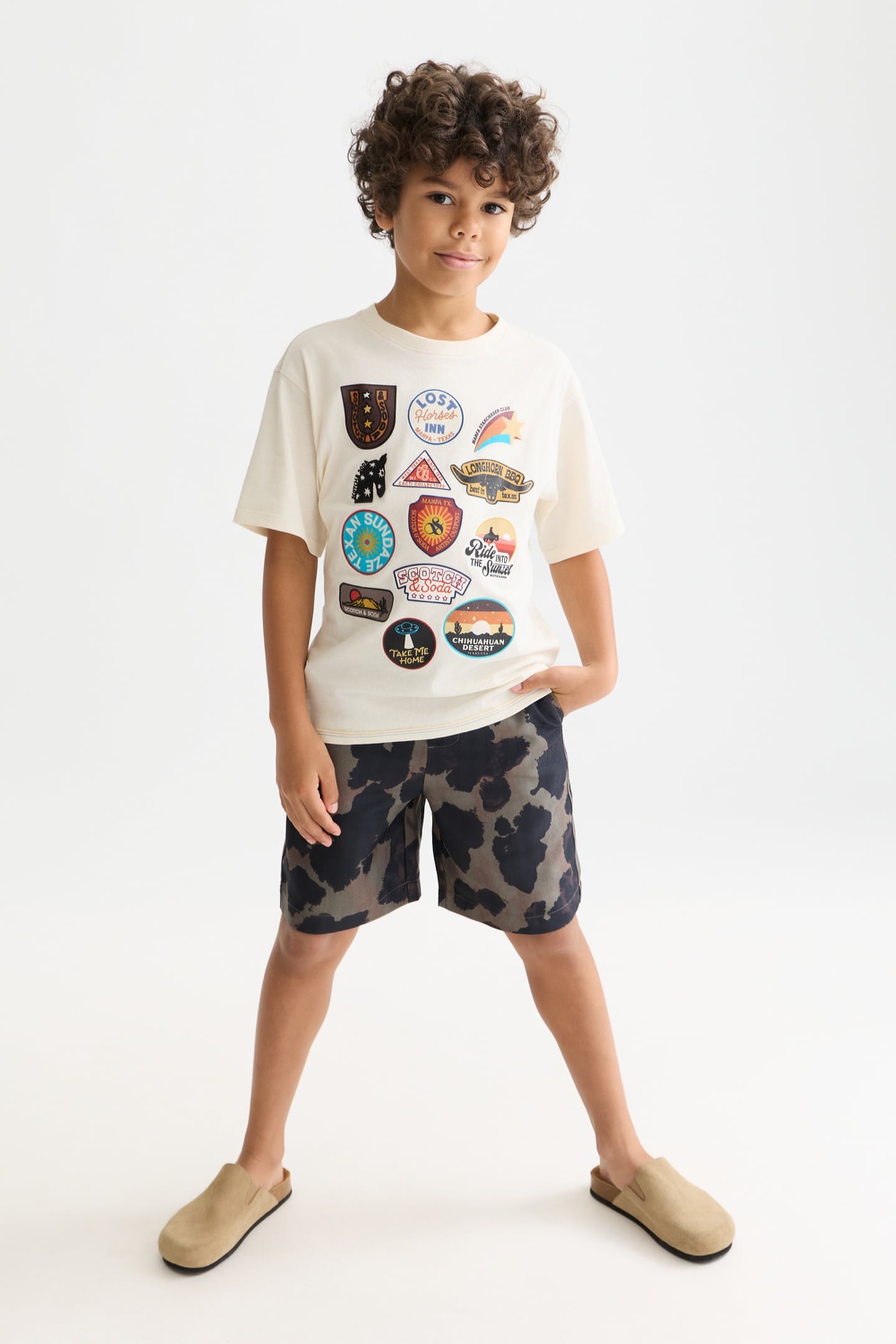 Scotch & Soda Boys Front Artwork Relaxedfit Tshirt Light Beige Taille: 14 | T-Shirts Outlet | kids | Marron