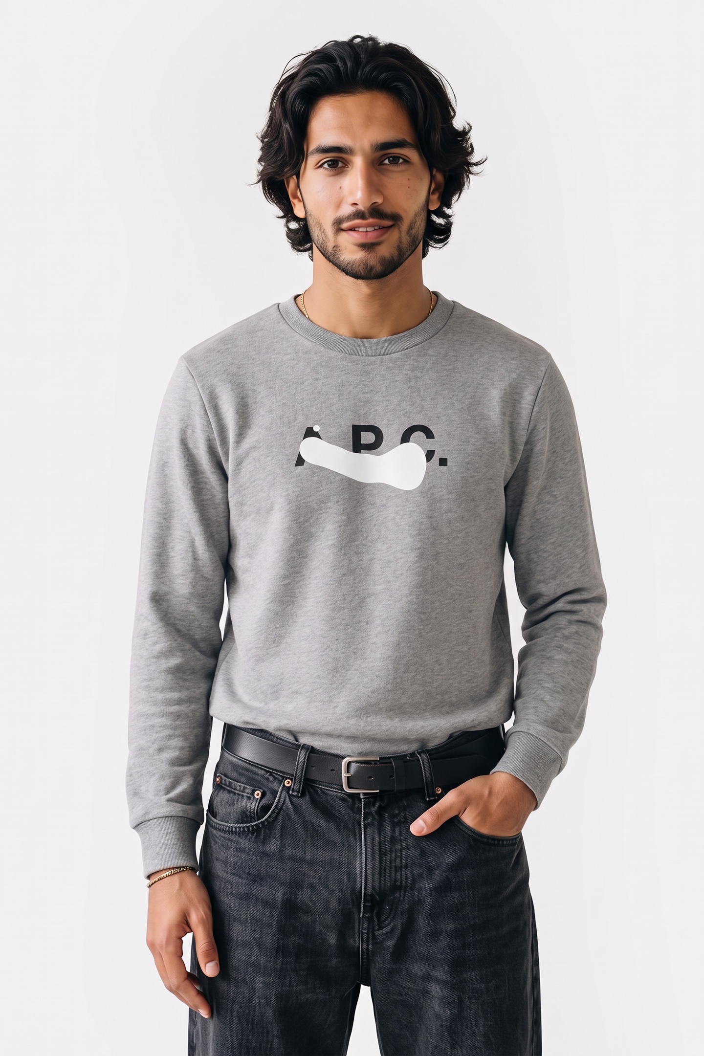 A.P.C. Unisex Sweatshirt Long Sleeve Stain White Heathered Grey Maat: XS | Sweaters Outlet | Unisex | Grijs