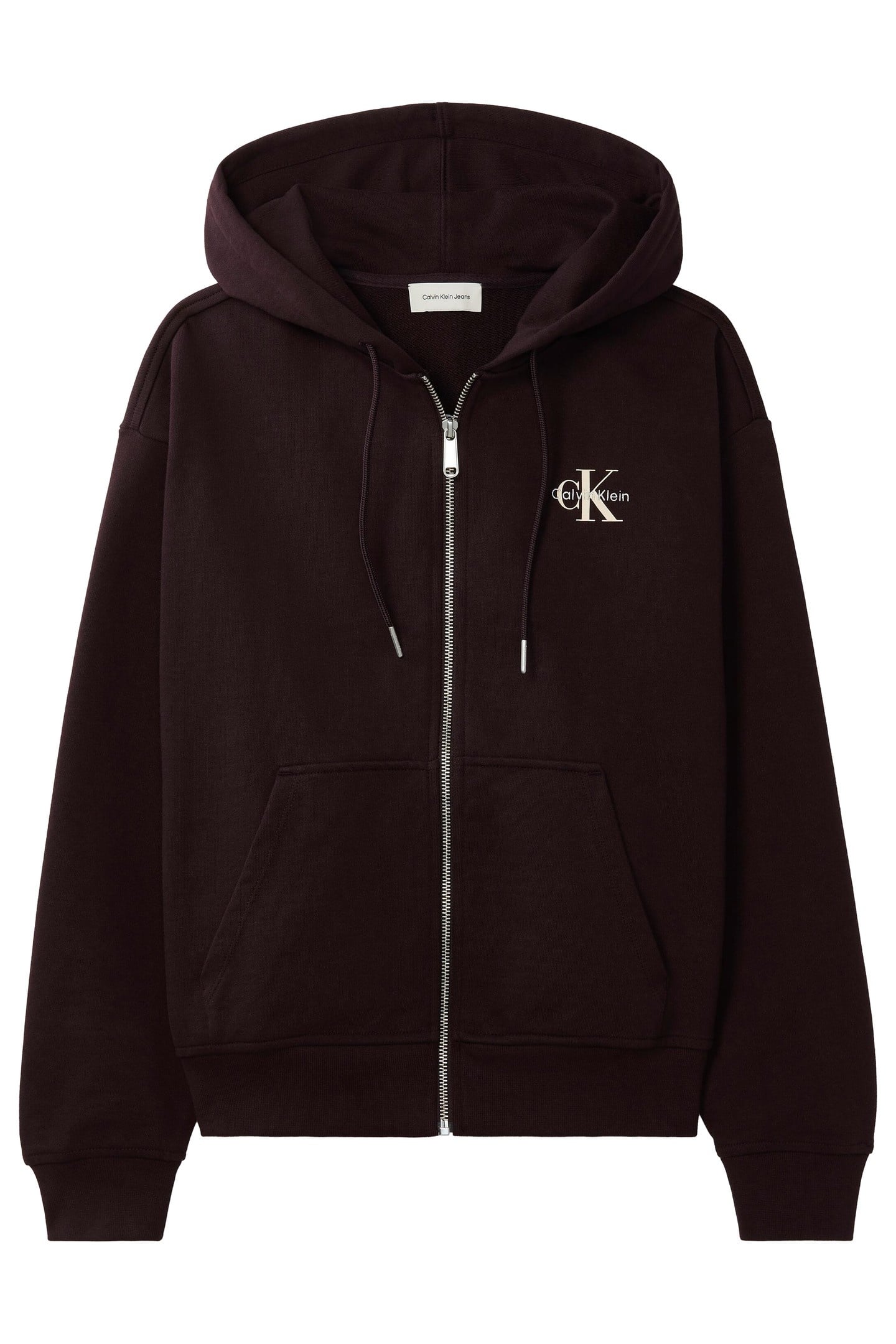 Calvin Klein Monologo French Terry Mocha Brown Talla: XS | Sudaderas con Capucha Outlet | Mujer | Marrón