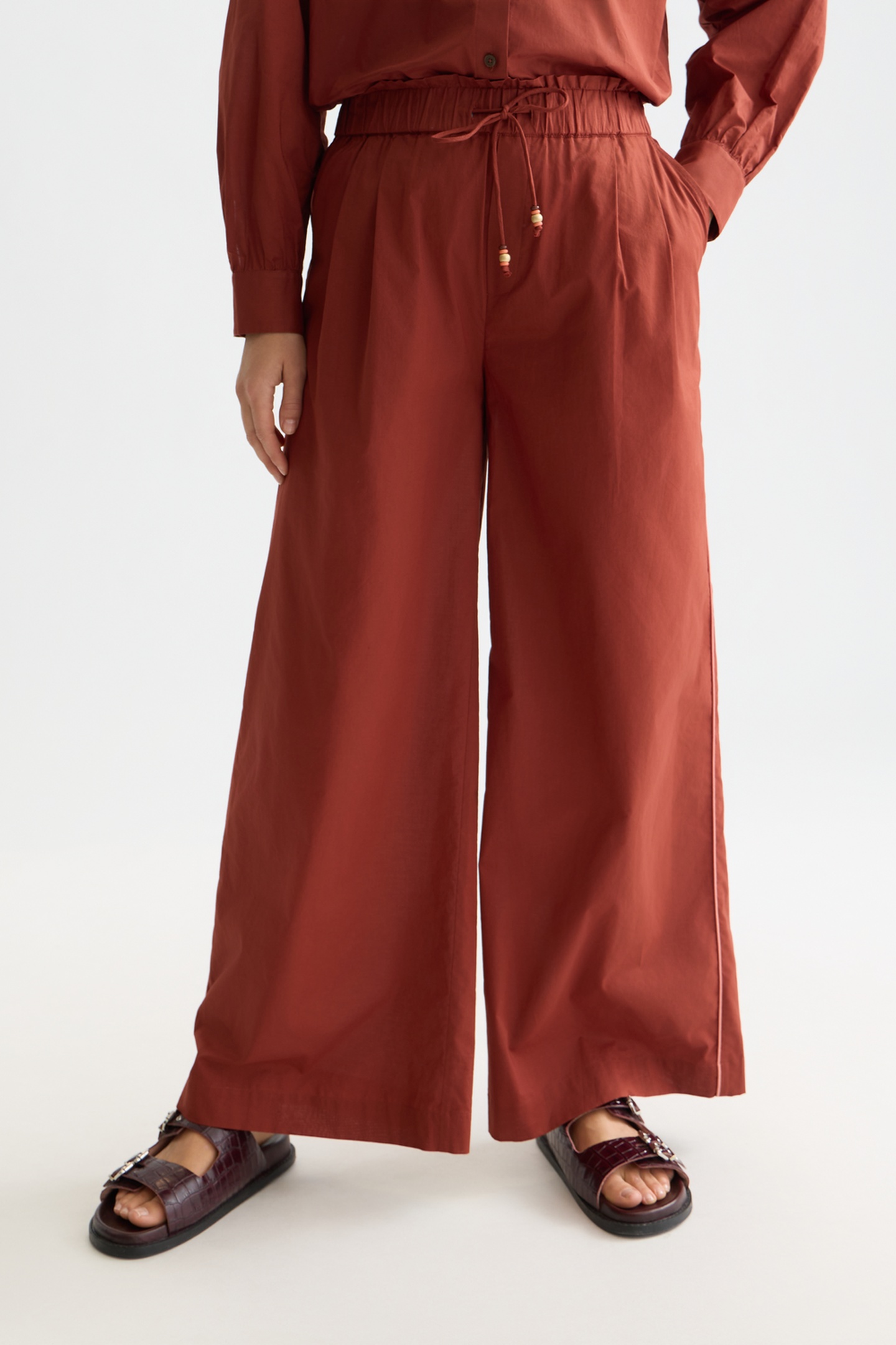 Scotch & Soda Cotton Voile Pull On Beach Pants Burnt Henna Size: M/32 | Wide-Leg & Flared Pants Outlet | Dames |