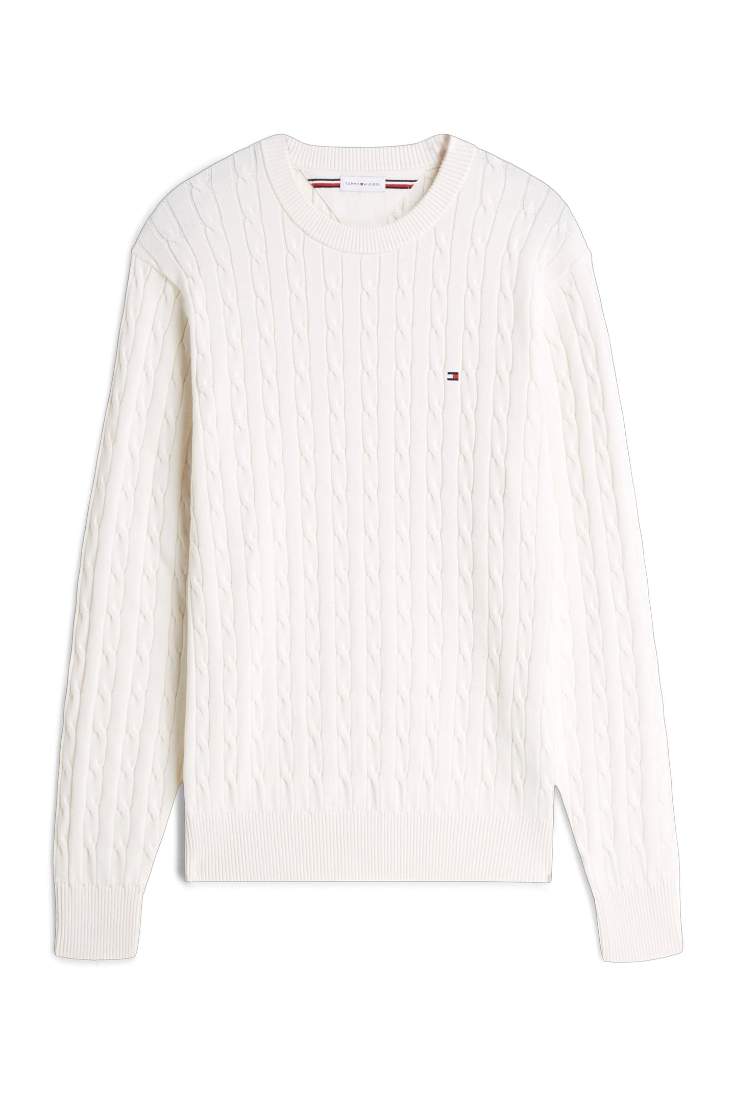 Tommy Hilfiger Classic Cotton Cable Ivory Petal size XL | Sweaters Outlet | Men | White
