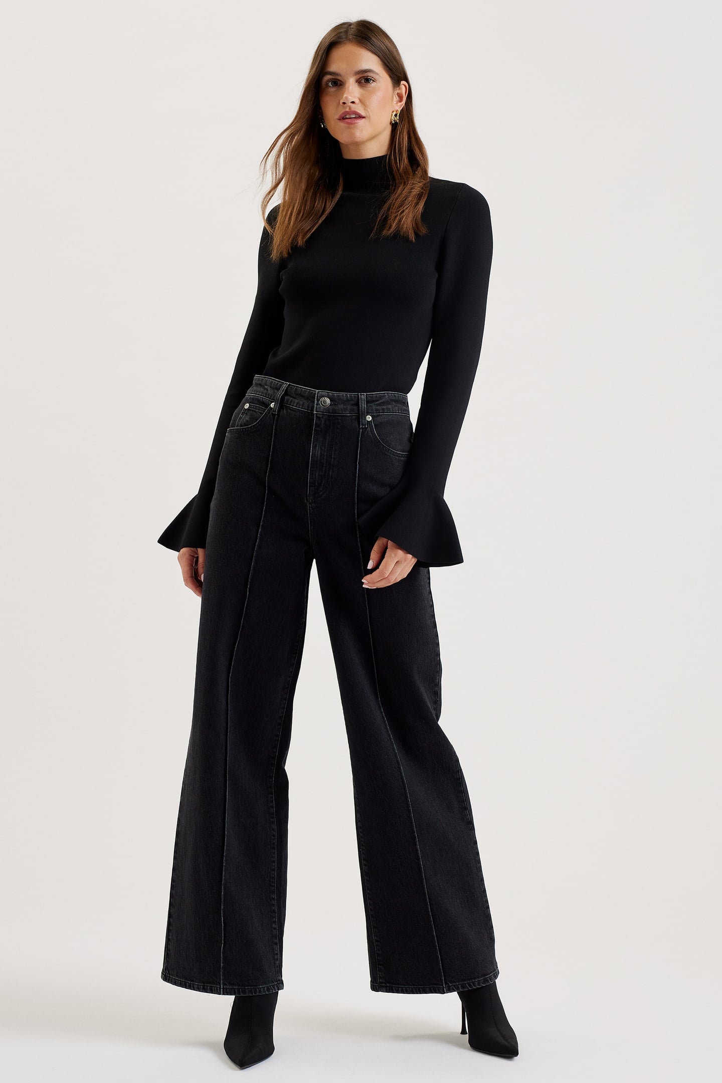 Ted Baker Sukiko Wide Leg Jeans Black Maat: W27 | Jeans Outlet | Dames | Zwart