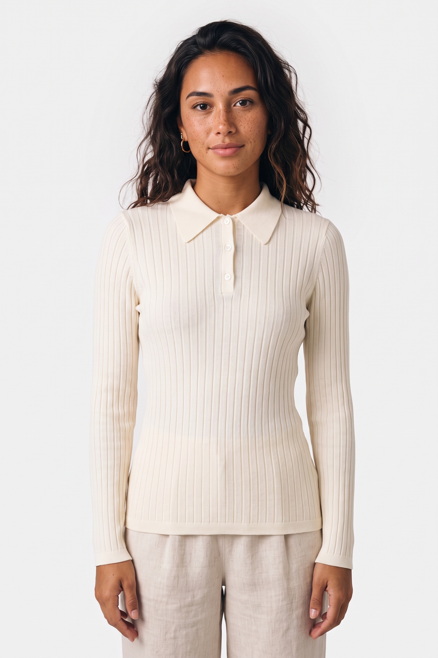 A.P.C. Sweater Small-rib Polo Collar Ecru Maat: L | Sweaters Outlet | Dames | Ecru