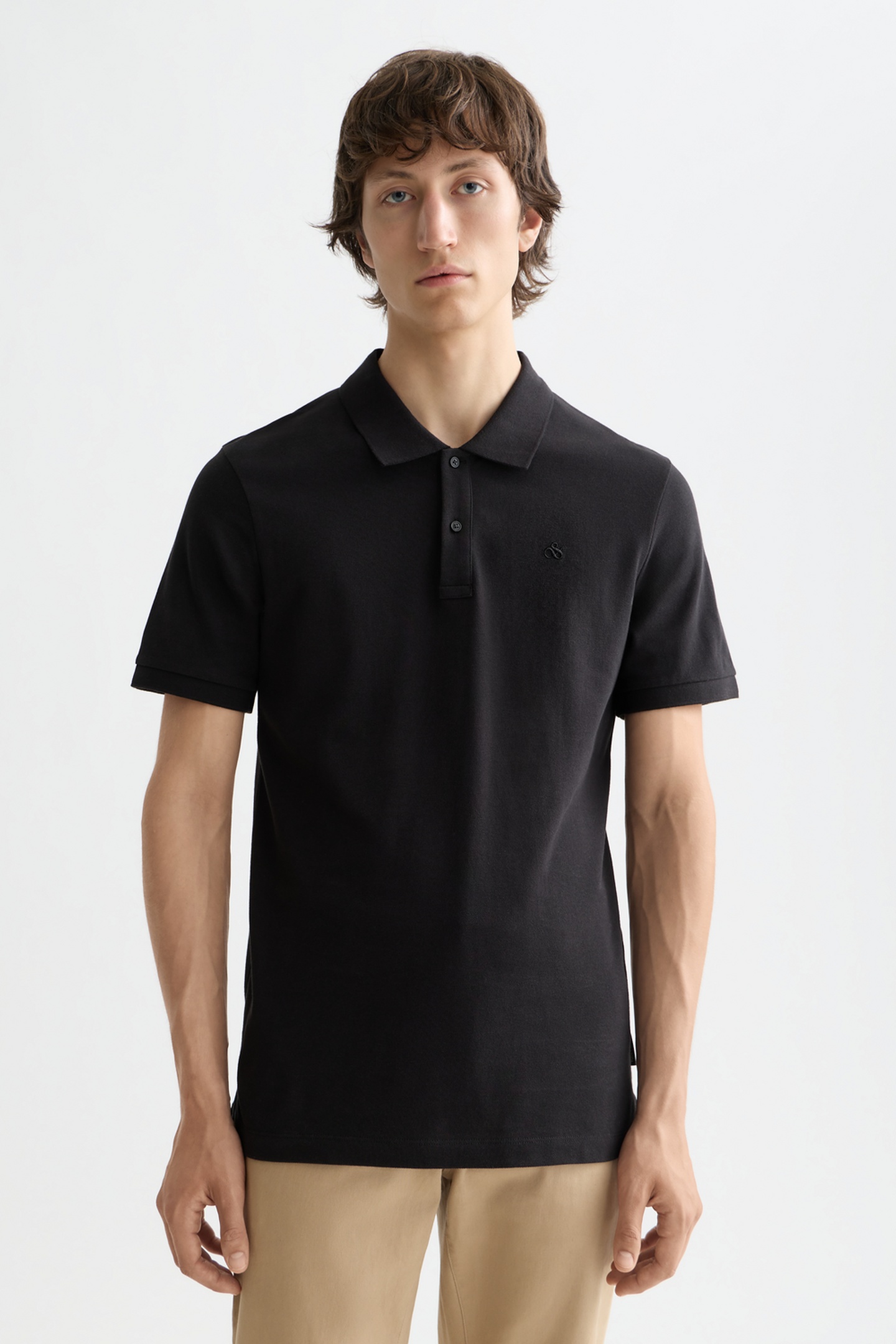 Scotch & Soda Chest Logo Regular-fit Pique Polo Black Größe: XL | Poloshirts Outlet | Herren | Schwarz