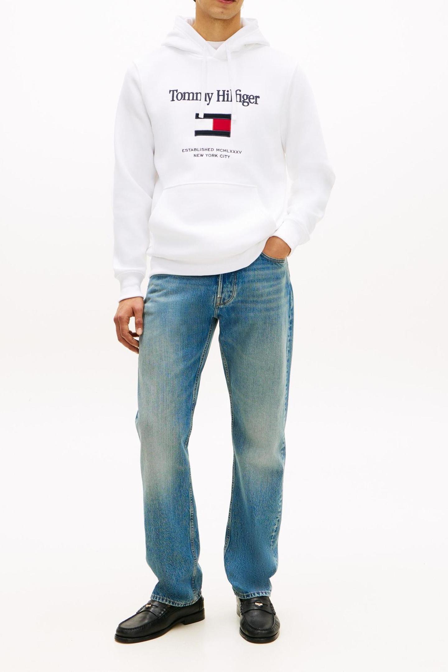 Tommy Hilfiger Tommy Embro Flag Hoodie White Taglia: XXL | Maglioni a maglia Outlet | Uomo | Bianco