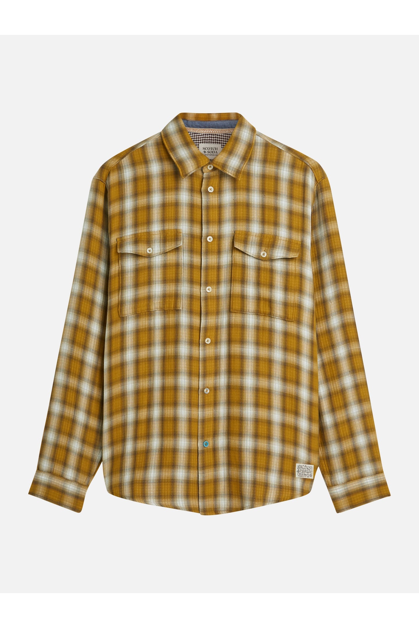 Scotch & Soda Double Cloth Check Relaxedfit Shirt Med Yellow Talla: XL | Camisas Casuales Outlet | Hombre | Amarillo