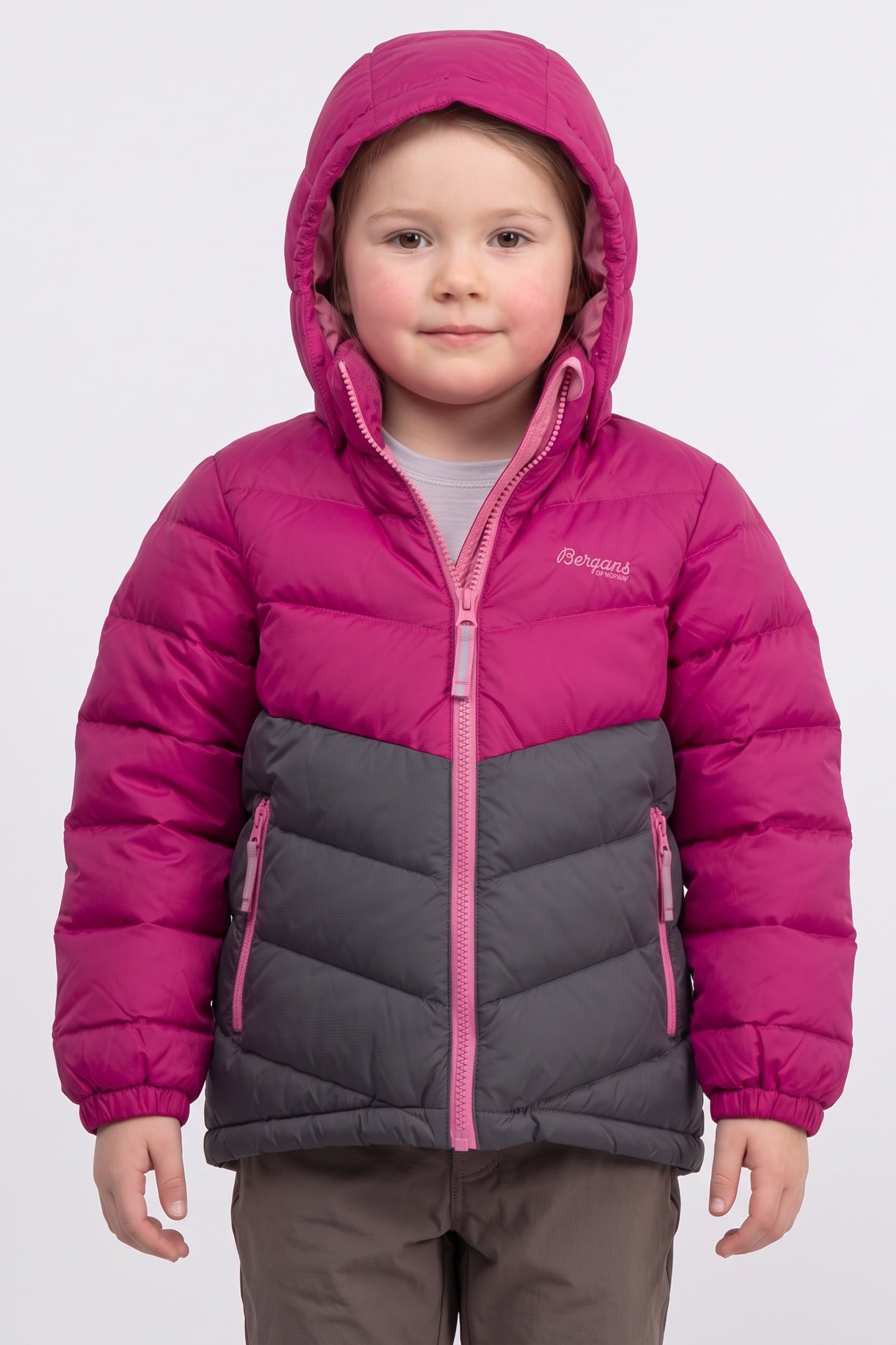 Bergans of Norway Bismo Down Kids Jacket Purple/solid Charcoal/ibis Rose Maat: 98 | Jassen Outlet | kids | Grijs