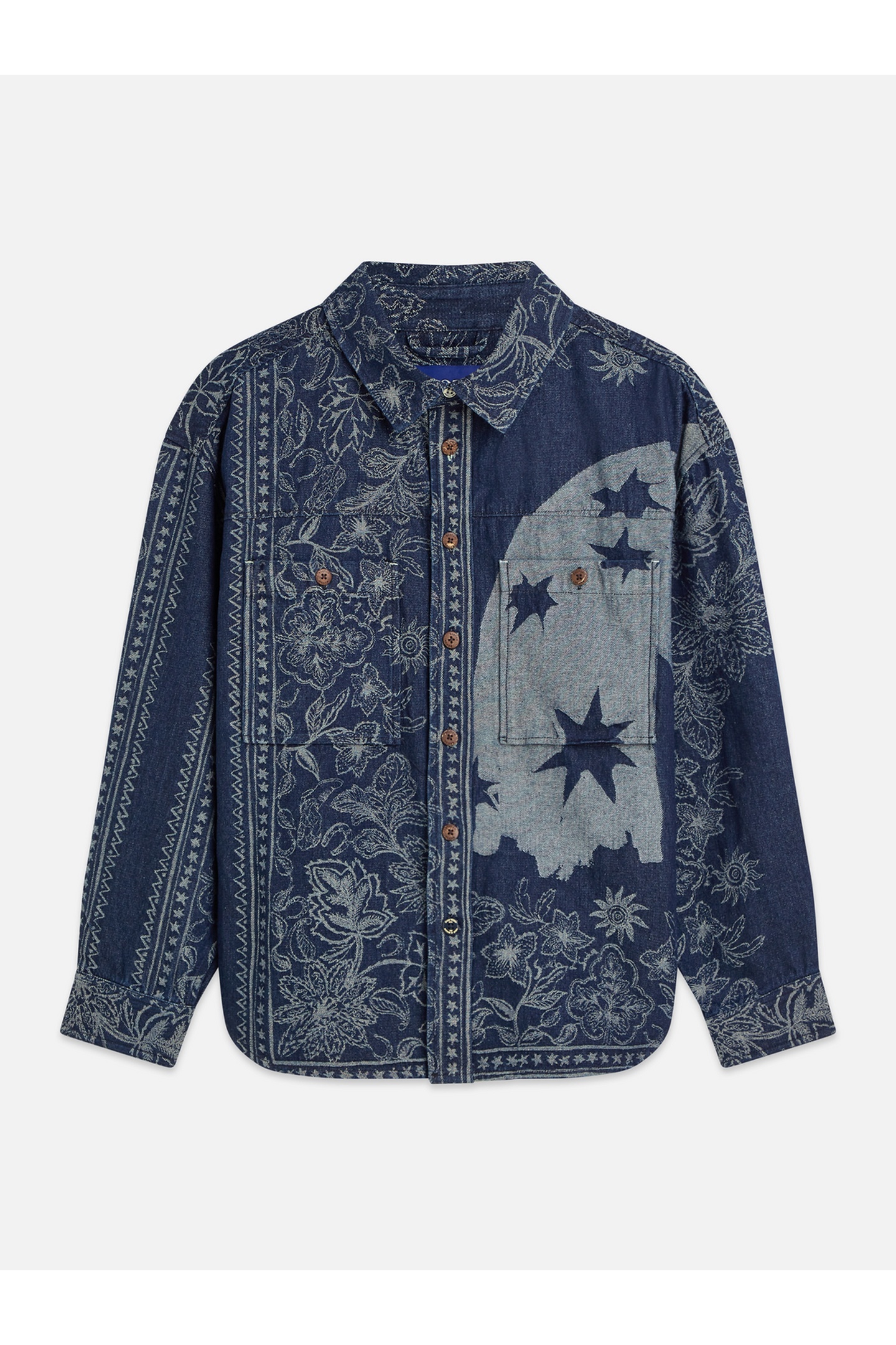 Scotch & Soda Denim Jacquard Overshirt Navy Size: S | Long-Sleeved T-Shirts Outlet | Heren | Blauw