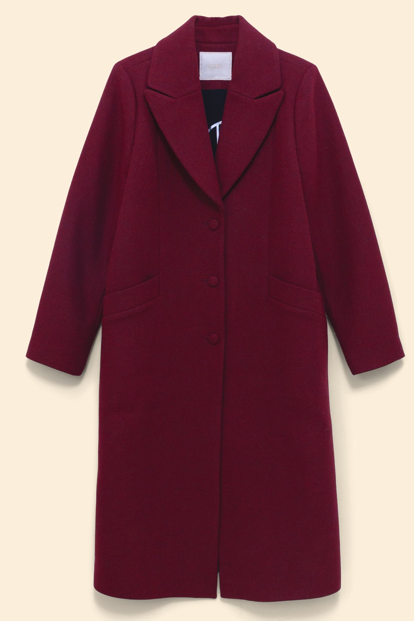 ICode Burgundy Long Coat Maat: 36 | Single-Breasted Mantels Outlet | Dames | Bordeaux