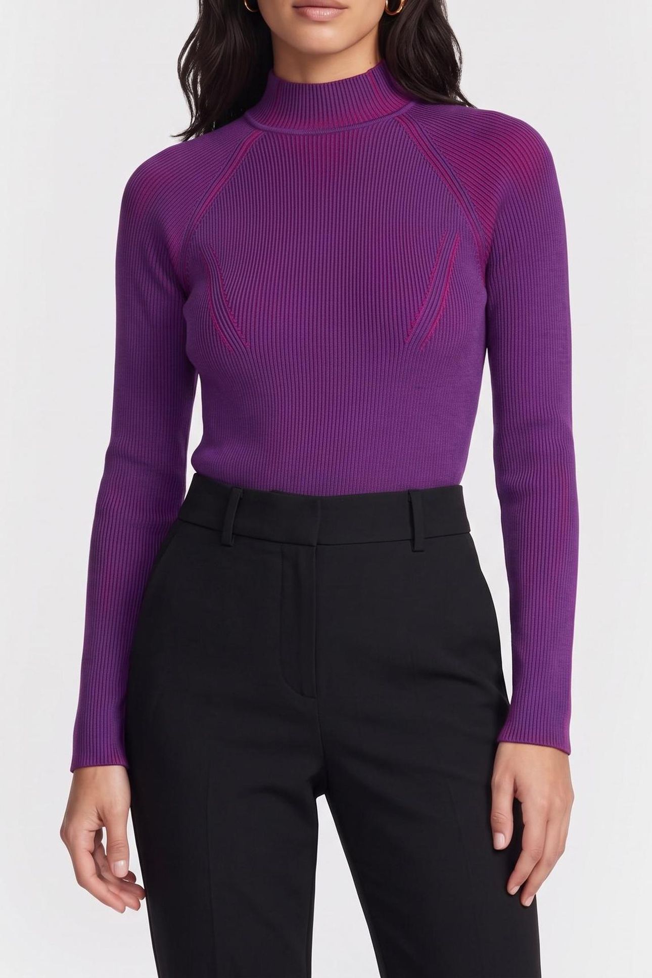 Calvin Klein Snowy Plaited Long Sleeve Acai Combo Maat: XXS | Sweaters Outlet | Dames | Paars