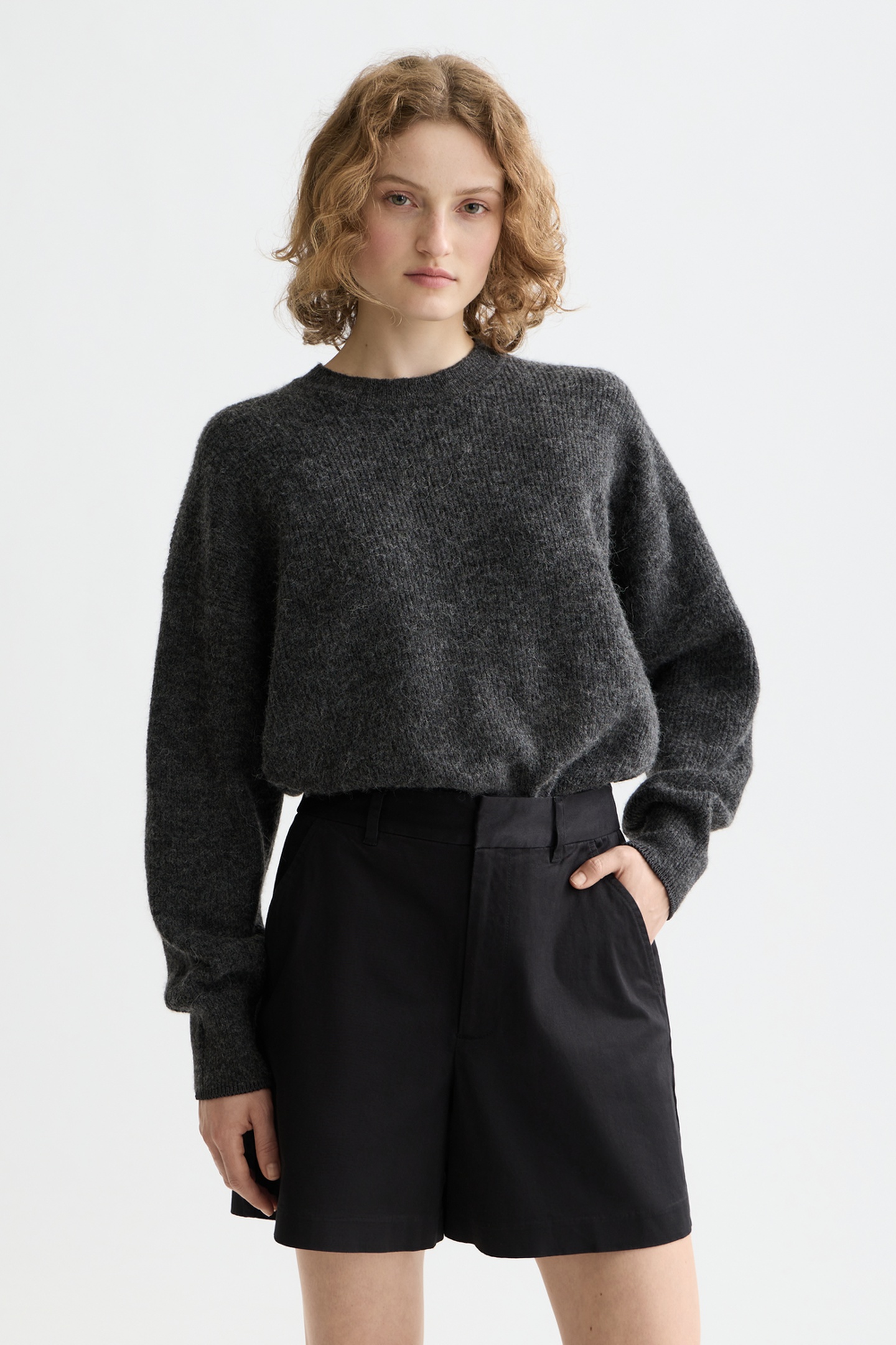 Scotch & Soda Core Fuzzy Crew Neck Pullover Medium Grey Talla: S | Sudaderas con Capucha Outlet | Mujer | Gris