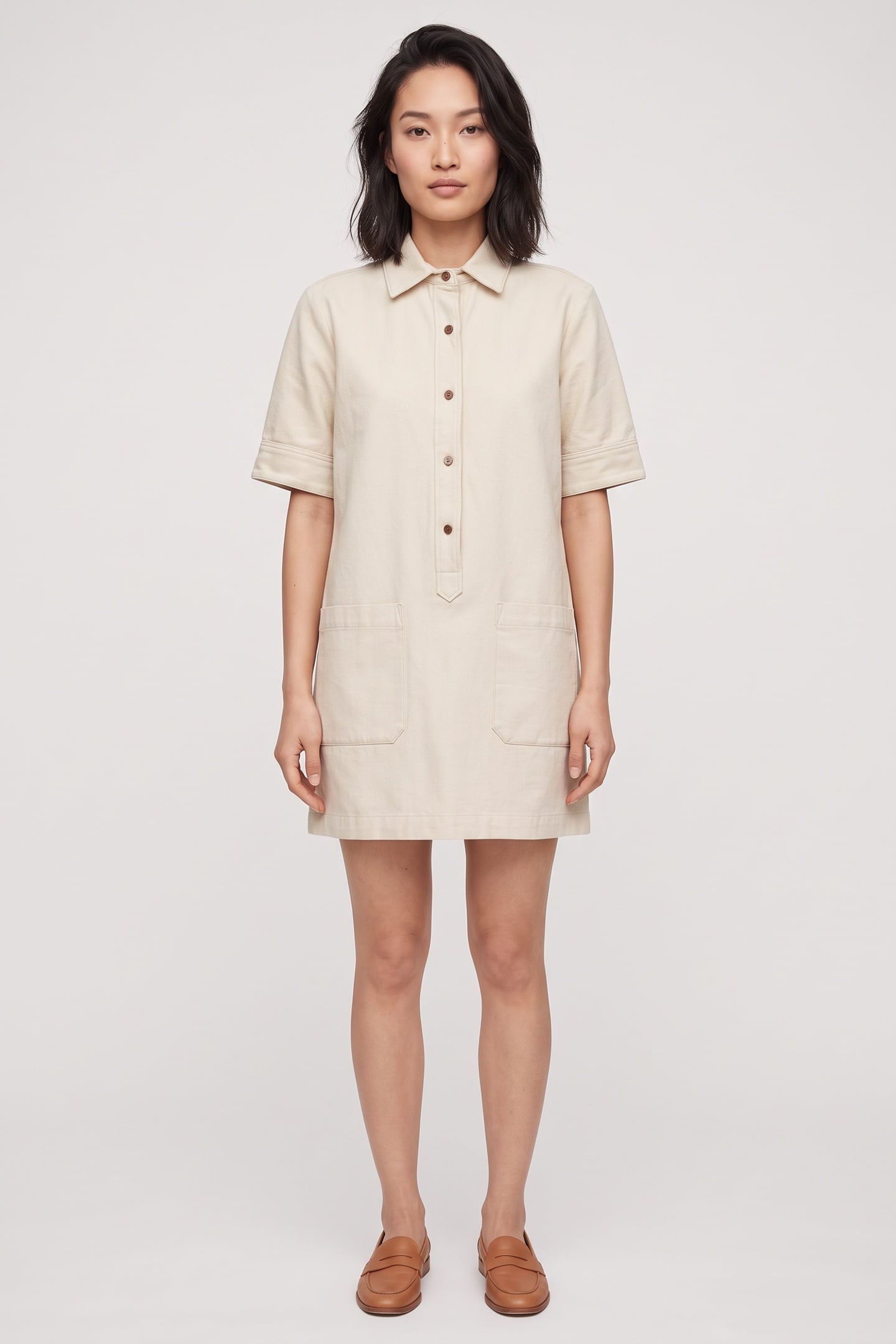 A.P.C. Dress Short Long Sleeve Ecru Maat: 42 | Blousejurken Outlet | Dames | Ecru