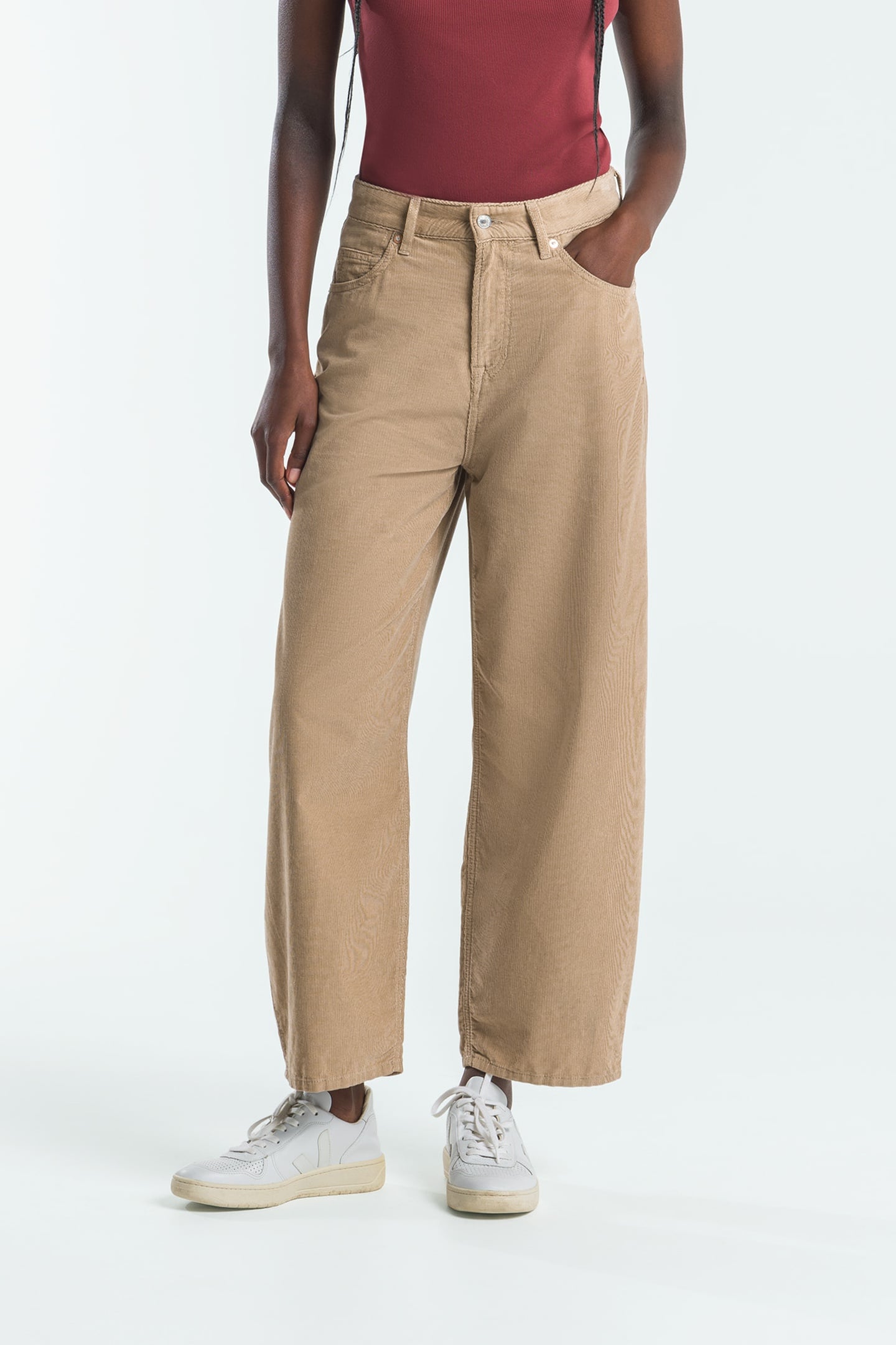 Kings Of Indigo Leila Cord Pants Silver Mink Size: W30L29 | Wide-Leg & Flared Pants Outlet | Dames | Beige