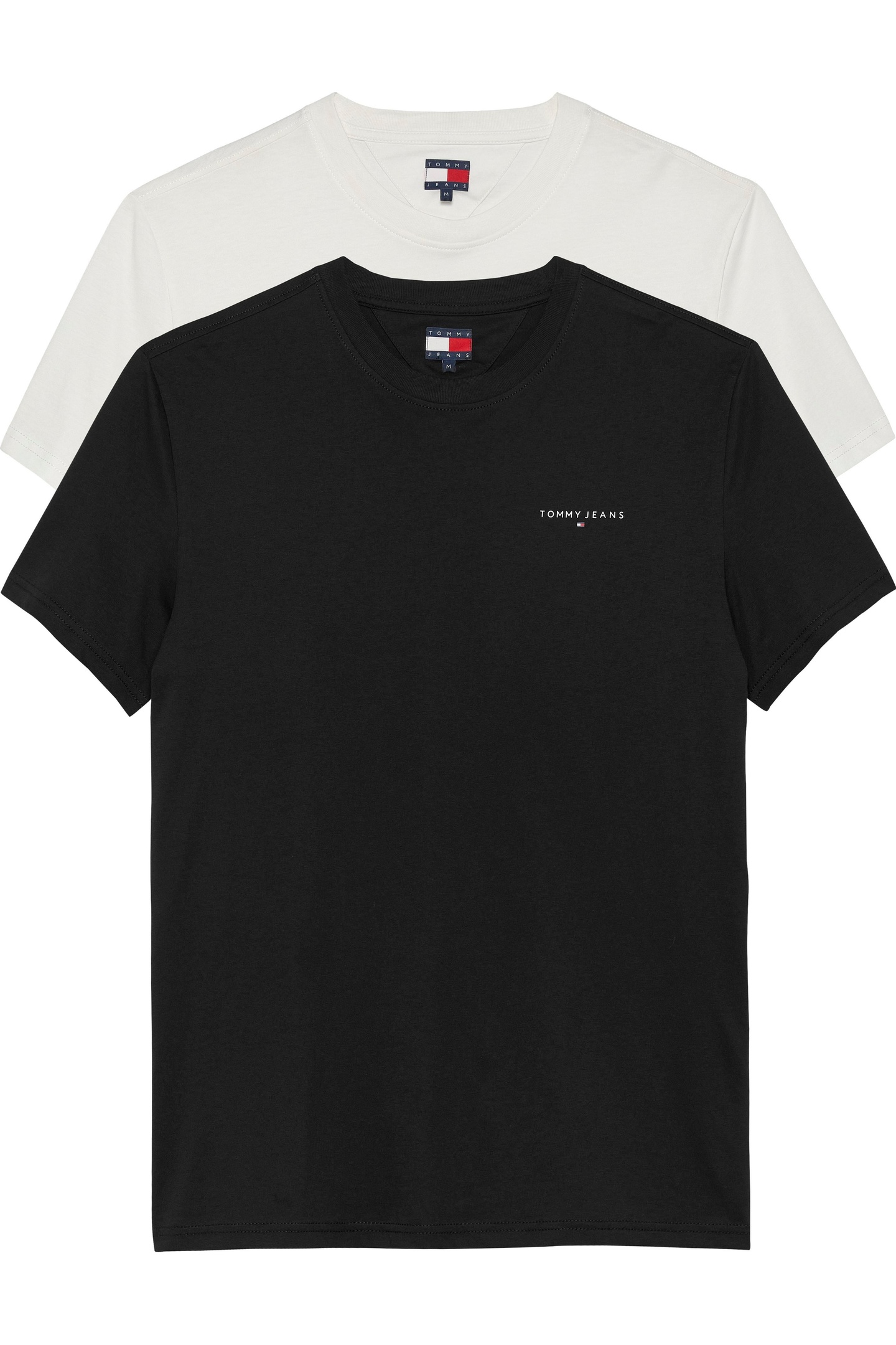 Tommy Hilfiger Tjm Slim Linear Ss Tee Ecru/black Taglia: M | Magliette basic Outlet | Uomo | Marrone