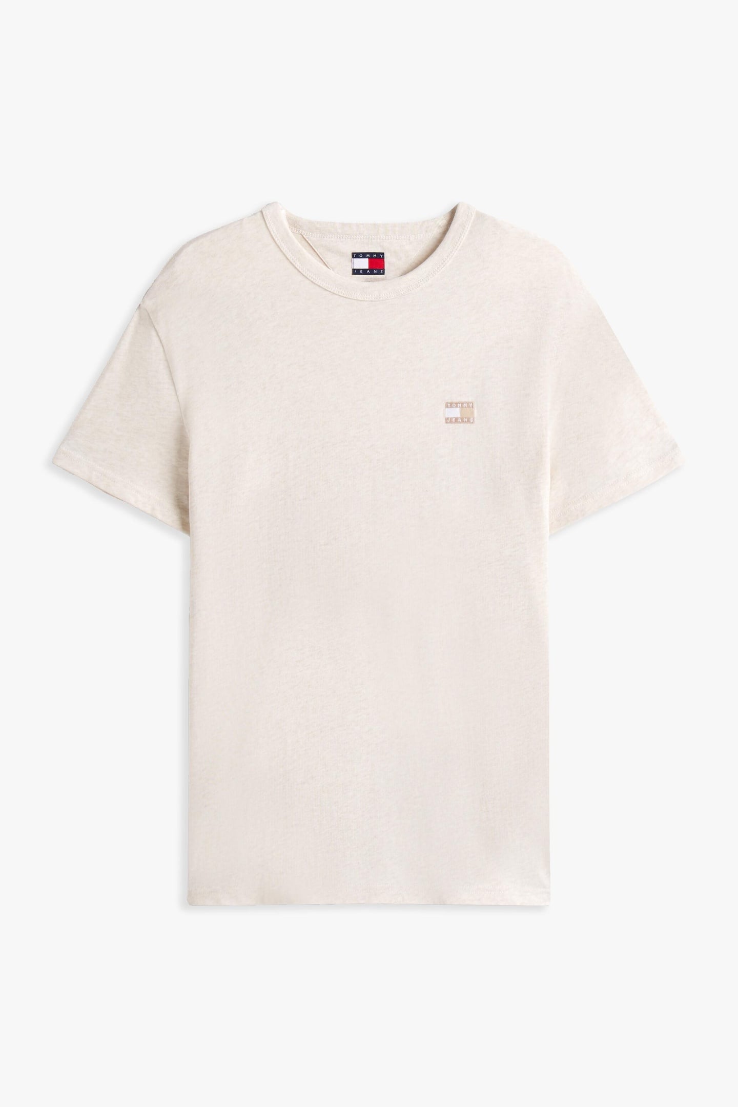 Tommy Hilfiger Tjm Reg Badge Tee Oat Marl Heather Tonal Maat: M | Basic T-Shirts Outlet | Heren | Beige