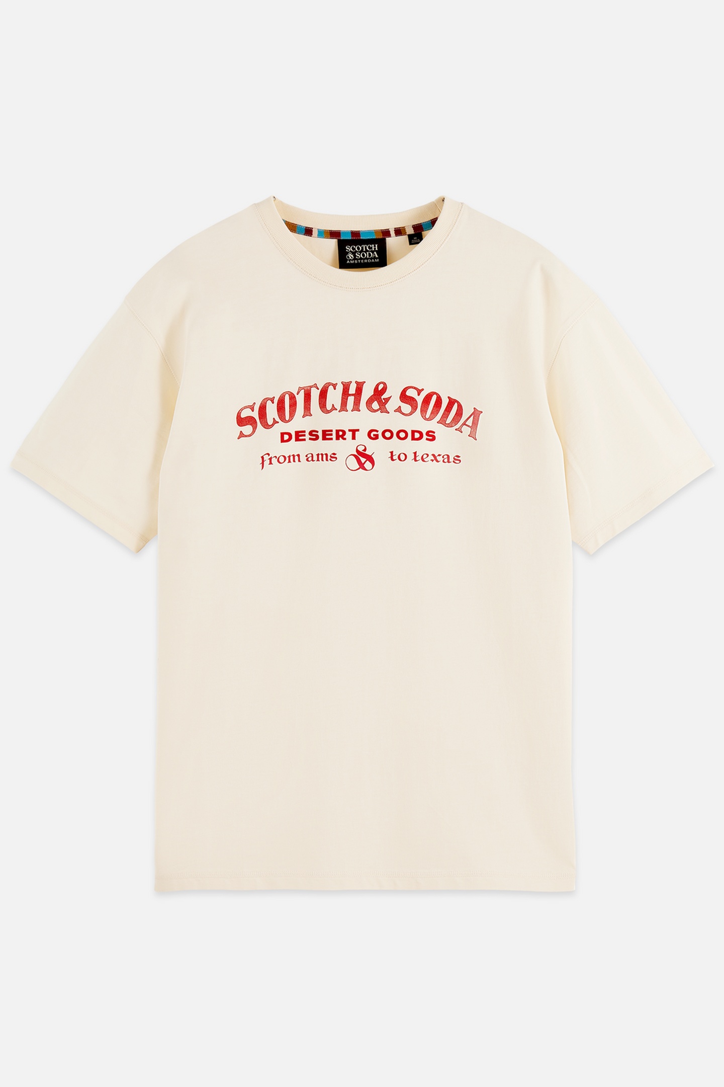 Scotch & Soda Front Artwork Relaxed-fit T-shirt Light Beige Talla: L | Camisetas Básicas Outlet | Hombre | Marrón