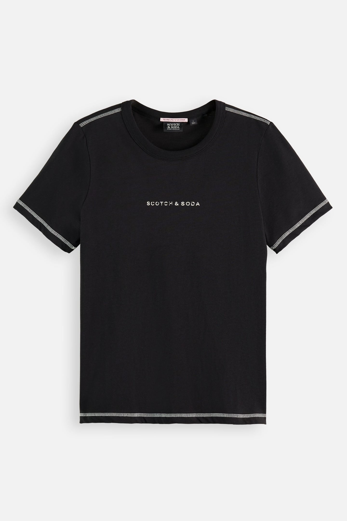 Scotch & Soda Flatlock Artwork Regular Fit T-shirt Black Talla: S | Camisetas de Seda Outlet | Mujer | Negro
