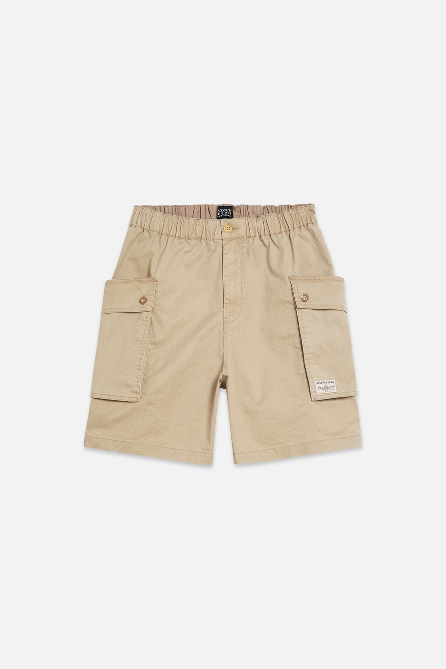 Scotch & Soda Washed Cottonblend Cargo Loosefit Bermuda Shorts Medium Beig Maat: S | Korte Broeken Outlet | Heren | Beige