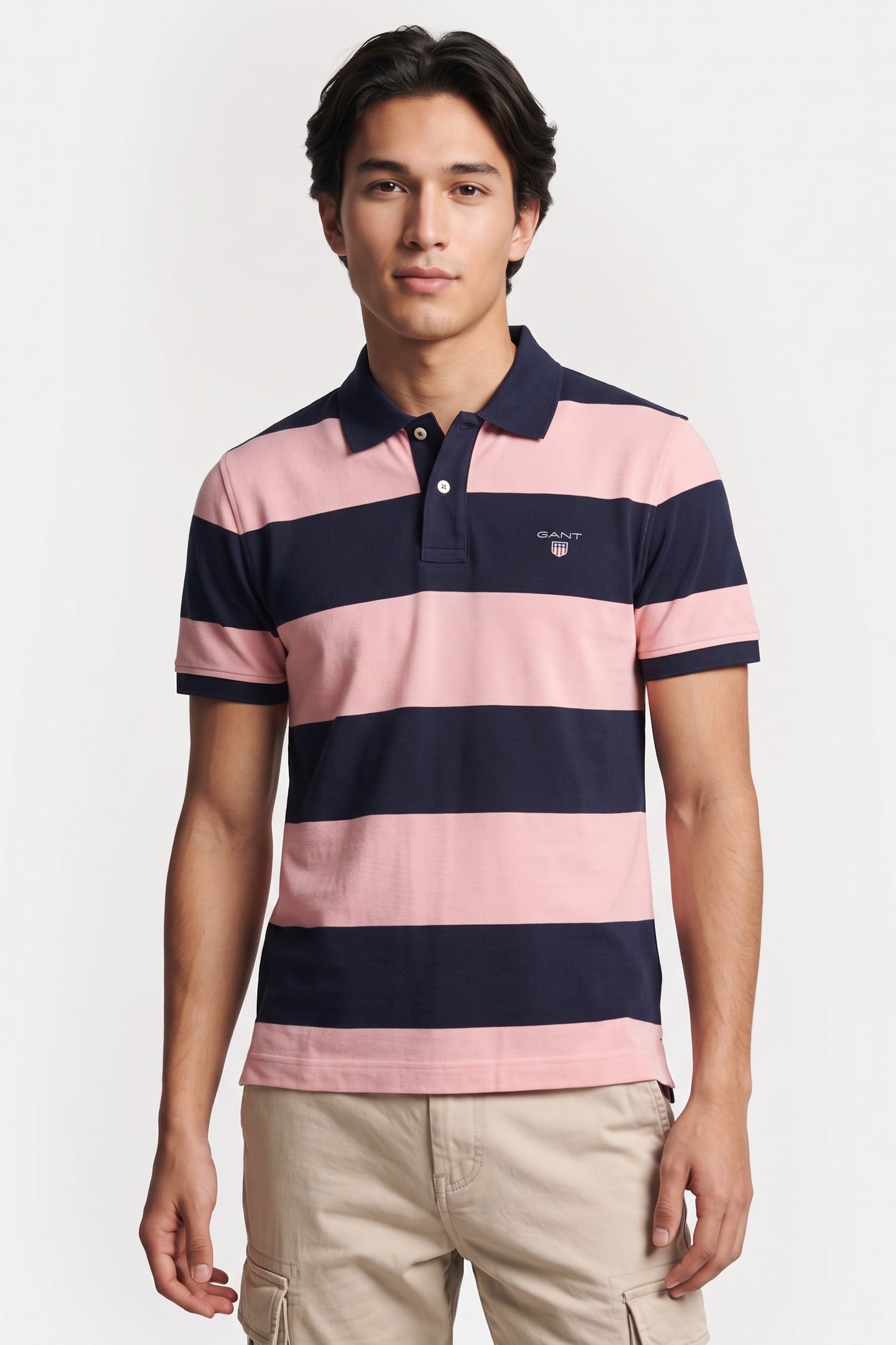 GANT Block Stripe Polo Bubbelgum Pink Größe: S | Poloshirts Outlet | Herren | Rosa