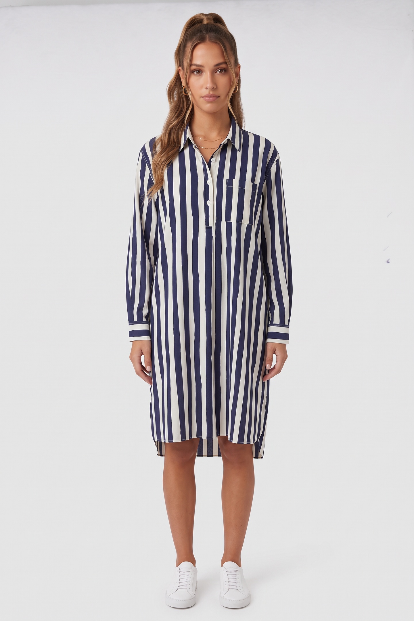 A.P.C. Dress Plaja Dark Blue Maat: 38 | Blousejurken Outlet | Dames | Wit