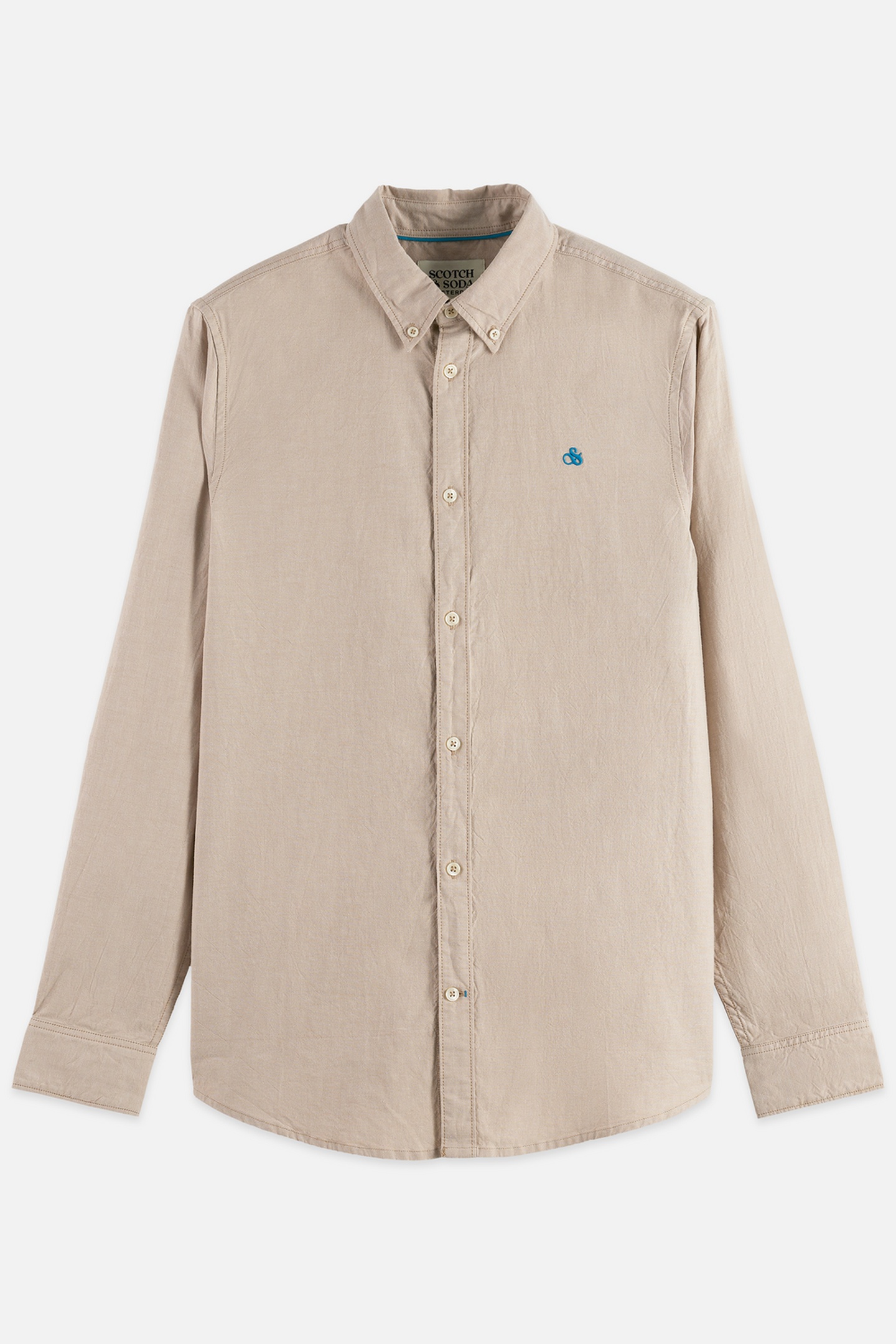 Scotch & Soda Seasonal Core Solid Oxford Regular-fit Shirt Medium Beige Talla: S | Camisas Casuales Outlet | Hombre | Marrón