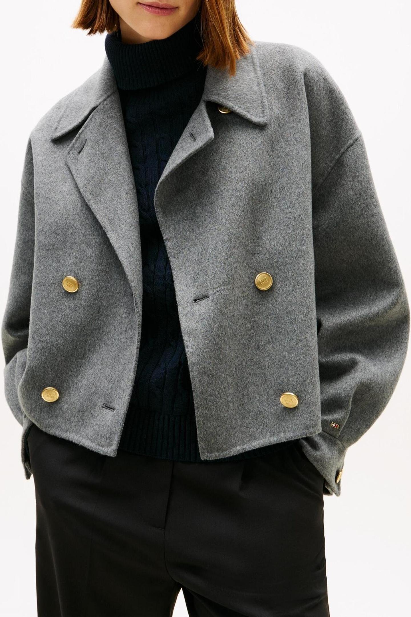 Tommy Hilfiger Df Wool Gold Button Med Heather Grey Taille: 42 | Vestes courtes Outlet | Femme | Jaune