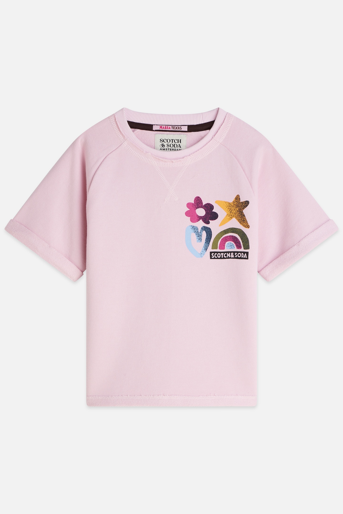 Scotch & Soda Girls Front And Back Artwork Shortsleeve Sweatshirt Dark Pin Size: 12 | Sweaters & Cardigans Outlet | kids | Roze