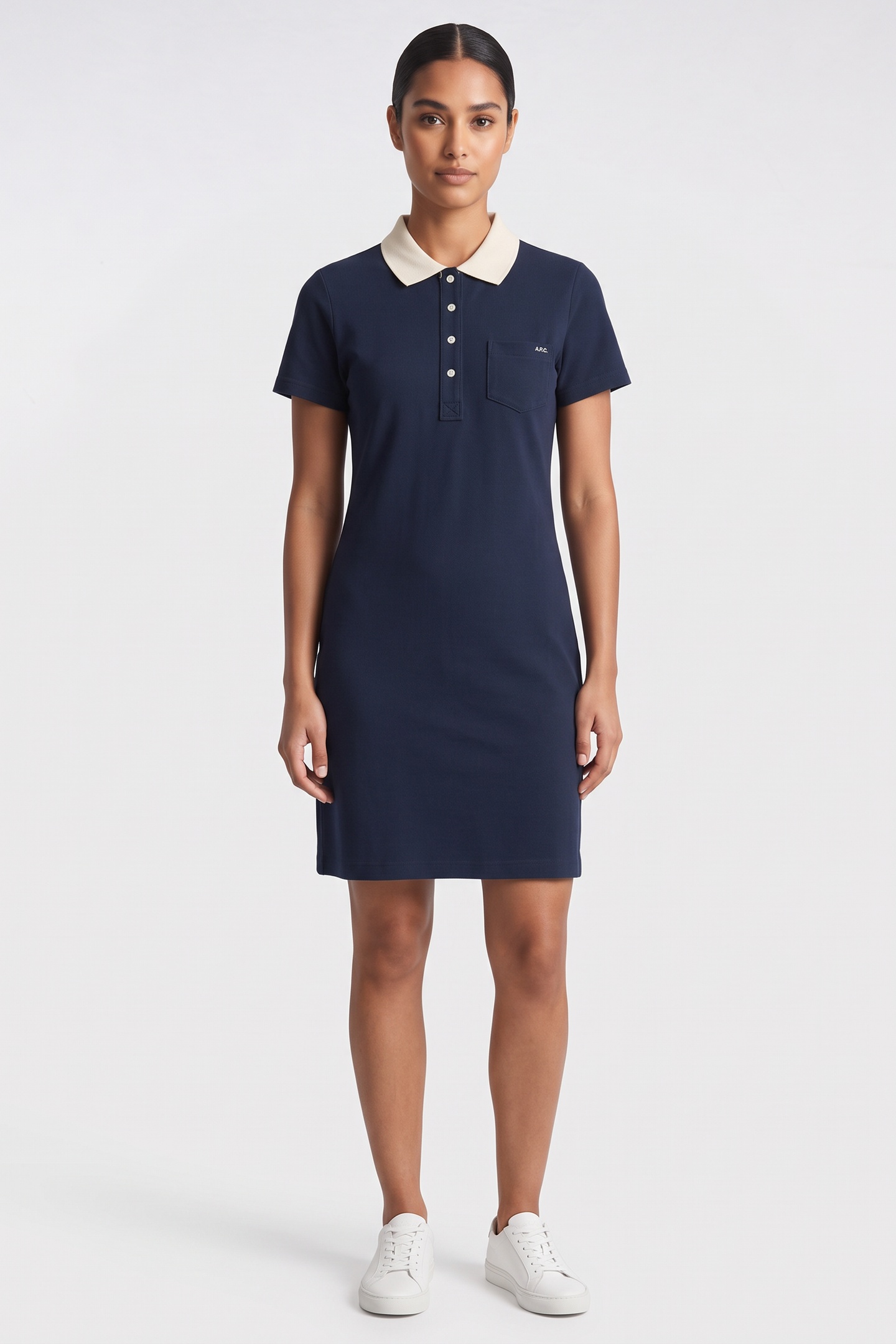 A.P.C. Dress Polo Short Sleeve Dark Navy Maat: S | Mini Jurken Outlet | Dames | Blauw