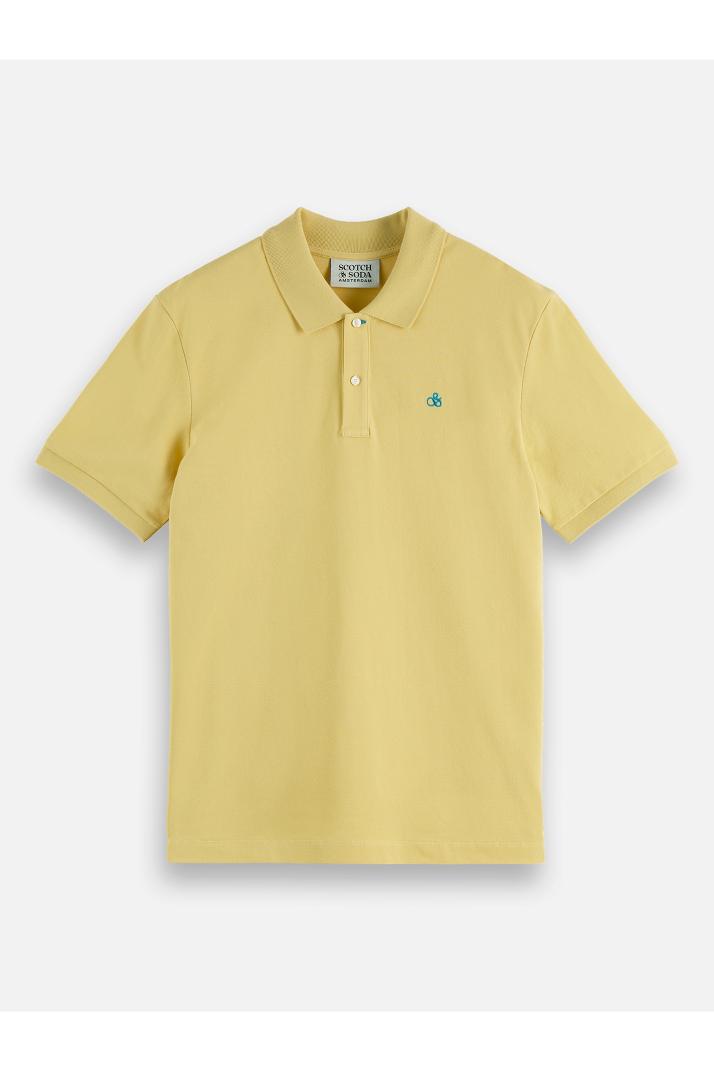 Scotch & Soda Seasonal Core Pique Chest Logo Polo Med Yellow Maat: XL | Poloshirts Outlet | Heren | Geel