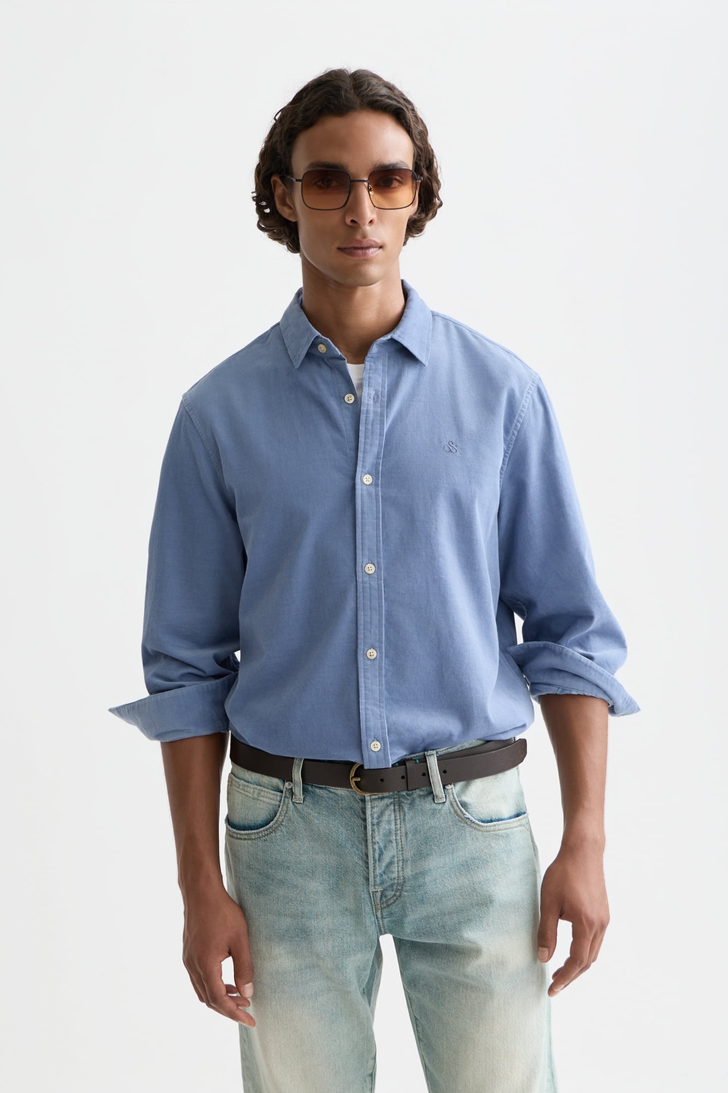 Scotch & Soda Lightweight Corduroy Regular-fit Shirt Navy Maat: M | Casual Overhemden Outlet | Heren | Blauw
