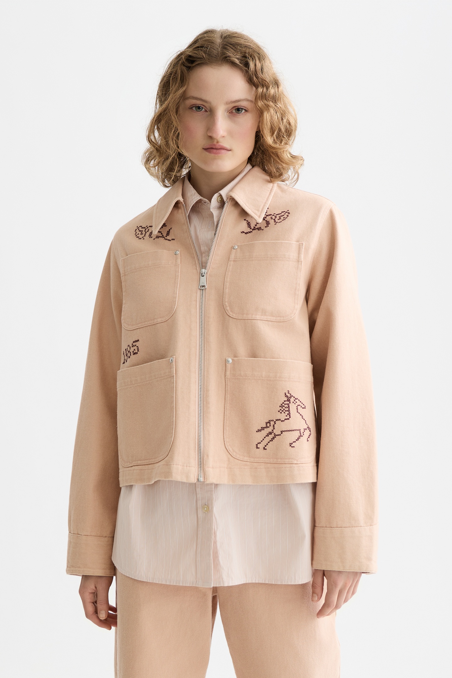 Scotch & Soda Embroidered Jacket Rose Dust Talla: S | Cazadoras Cropped Outlet | Mujer | Rosa