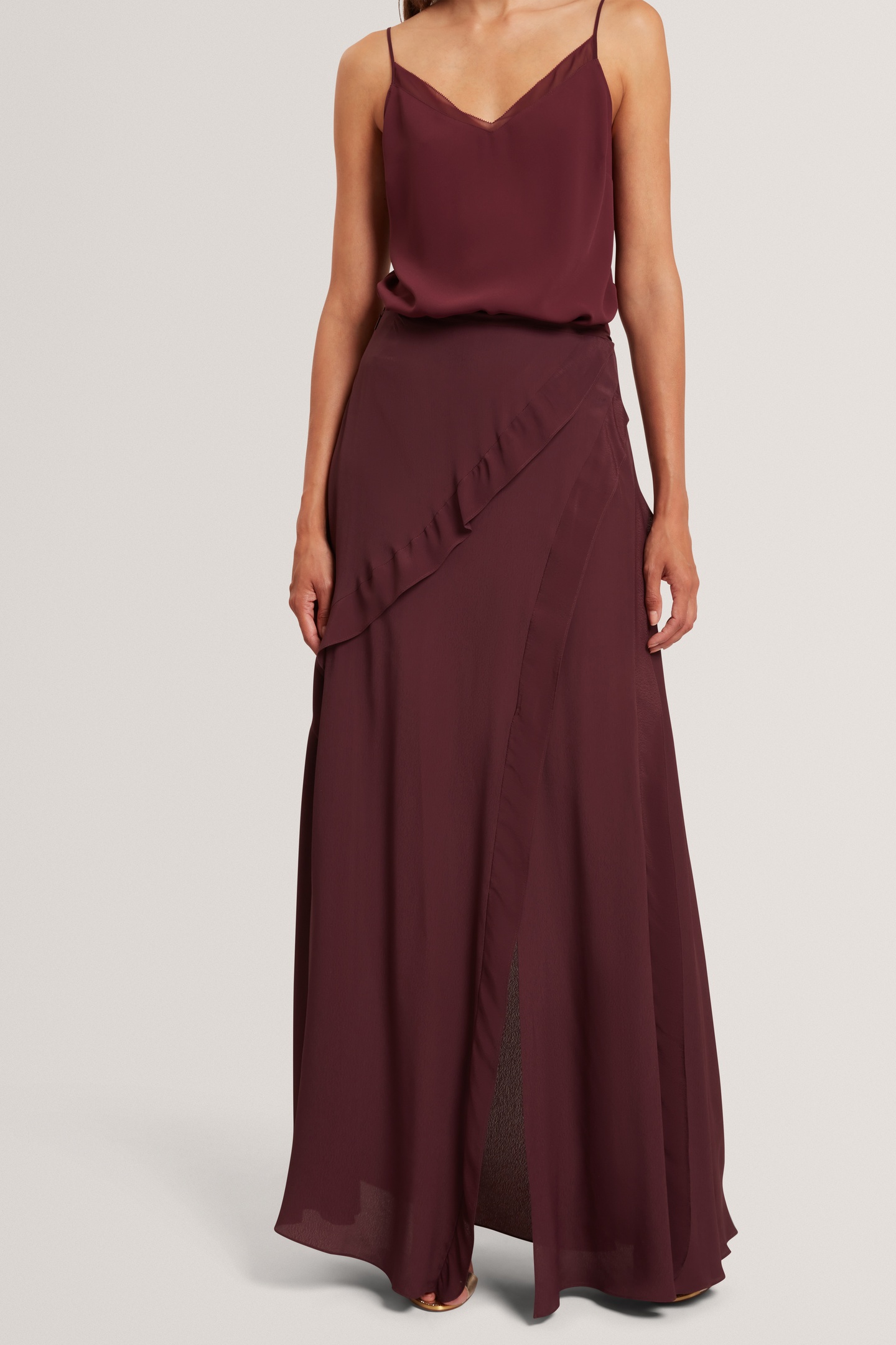 Ted Baker Frill Detail Maxi Skirt Oxblood Maat: 34 | Maxi Rokken Outlet | Dames