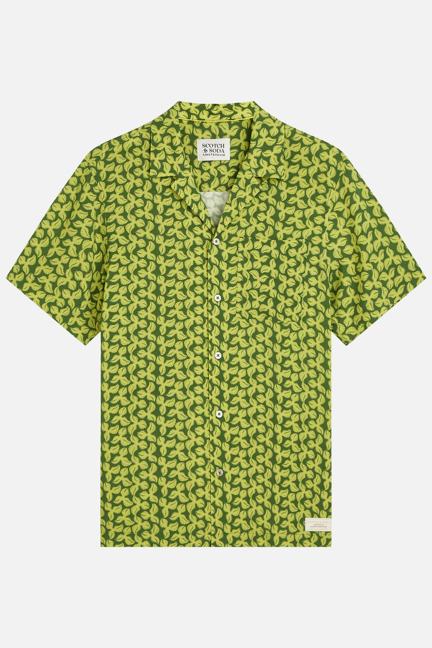Scotch & Soda Printed Viscose Regularfit Shortsleeved Shirt Dark Green Talla: S | Camisas Casuales Outlet | Hombre | Verde