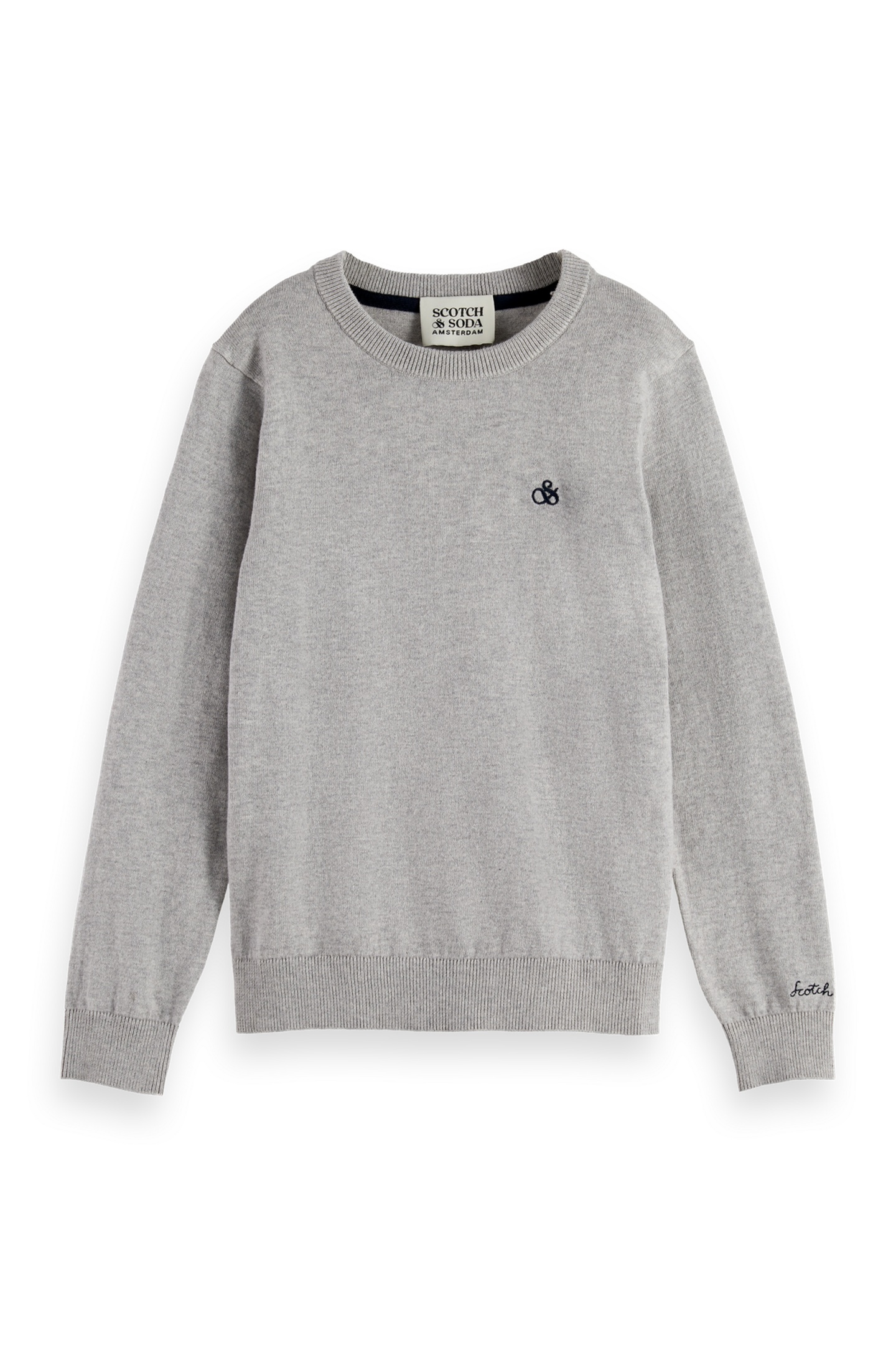 Scotch & Soda Boys Core - Logo Regular Fit Pullover Medium Grey Size: 8 | Sweaters and Cardigans Outlet | kids | Grijs