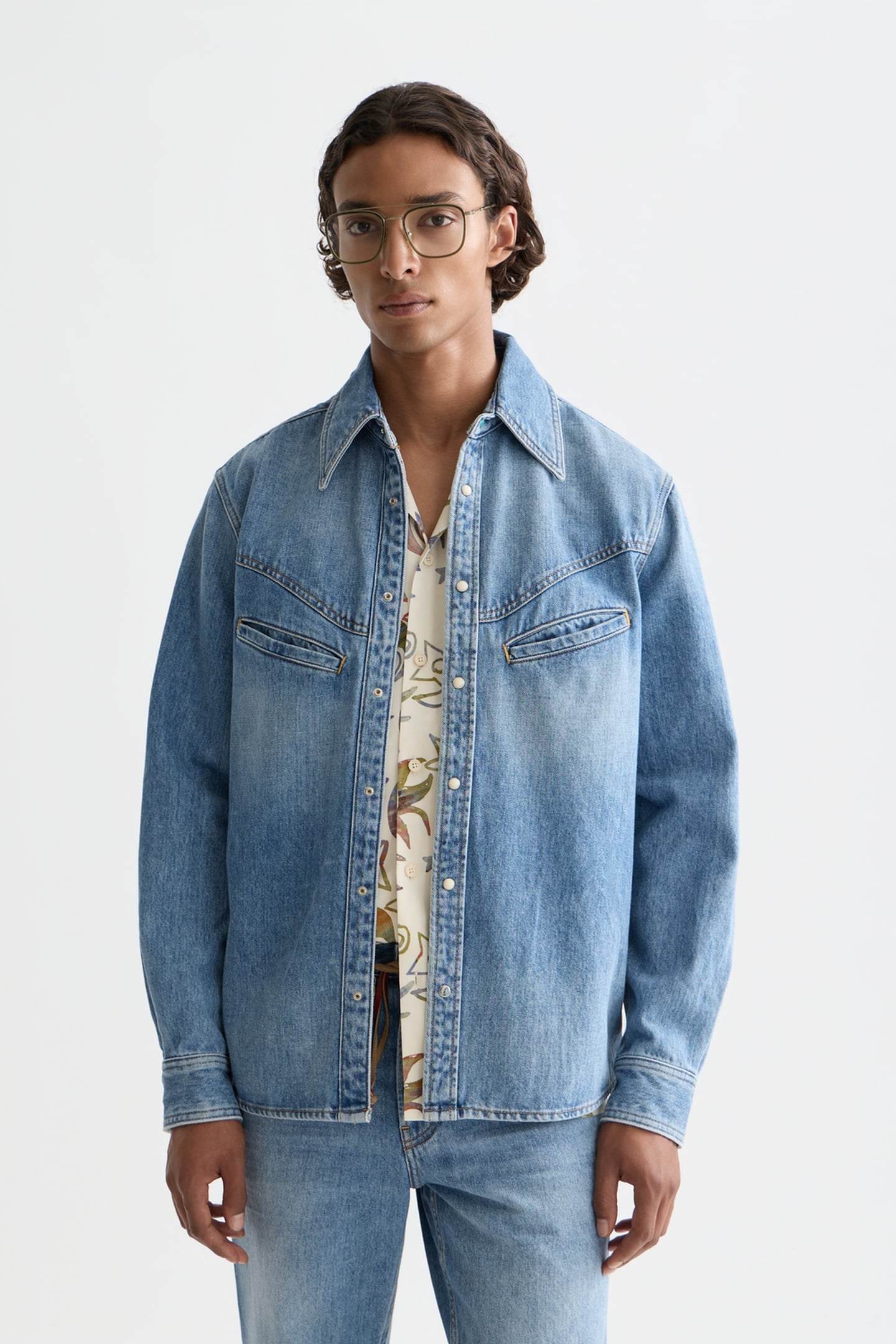 Scotch & Soda Washed Denim Shirt With Western Details Navy Maat: M | Casual Overhemden Outlet | Heren | Blauw